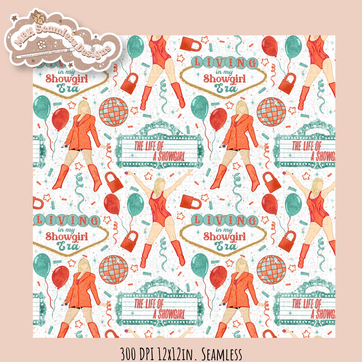 TS12 Showgirl Seamless Pattern // PNG // Assorted Colorway Options