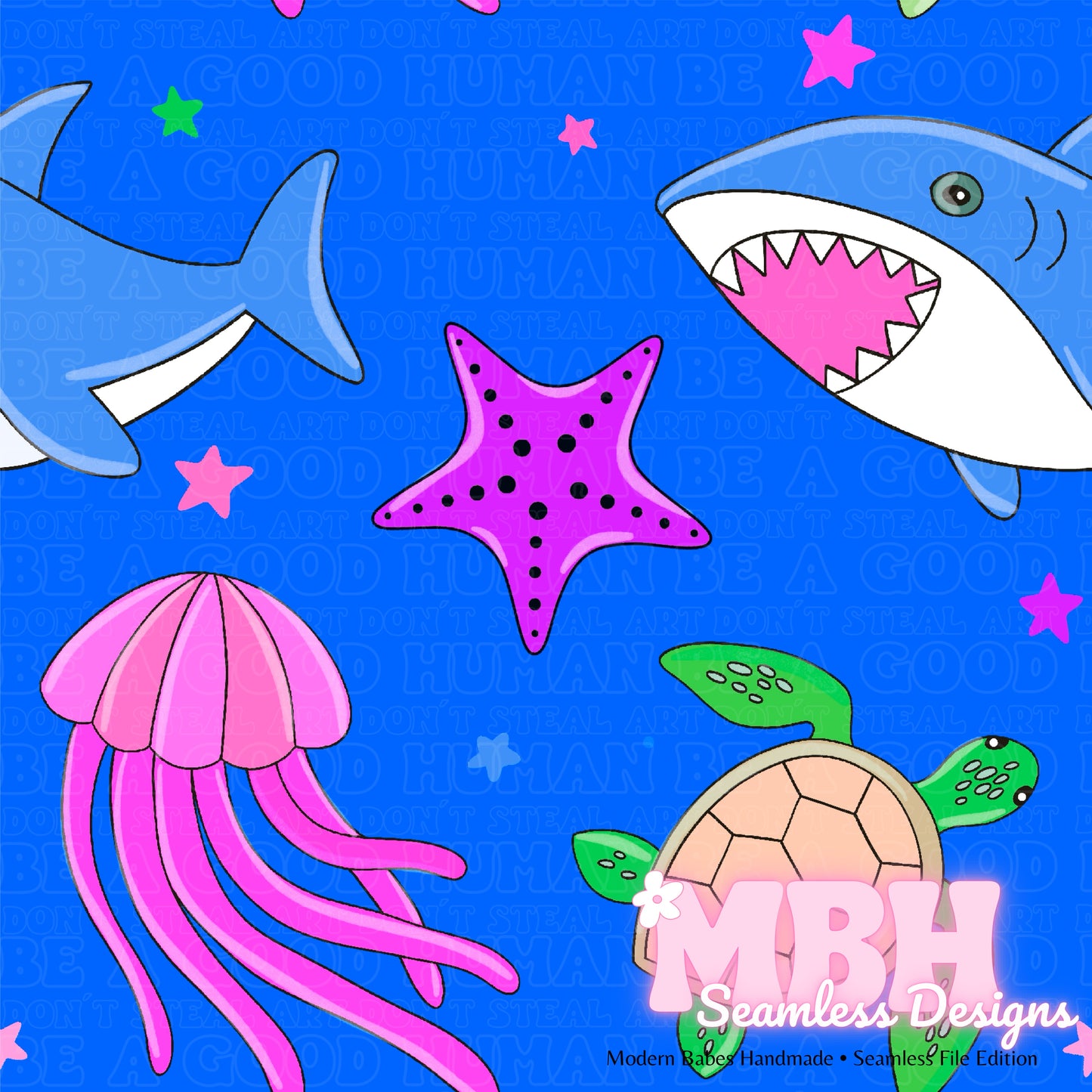 Ocean Life SAFE SWIM Seamless Pattern MULTIPLE COLORWAYS
