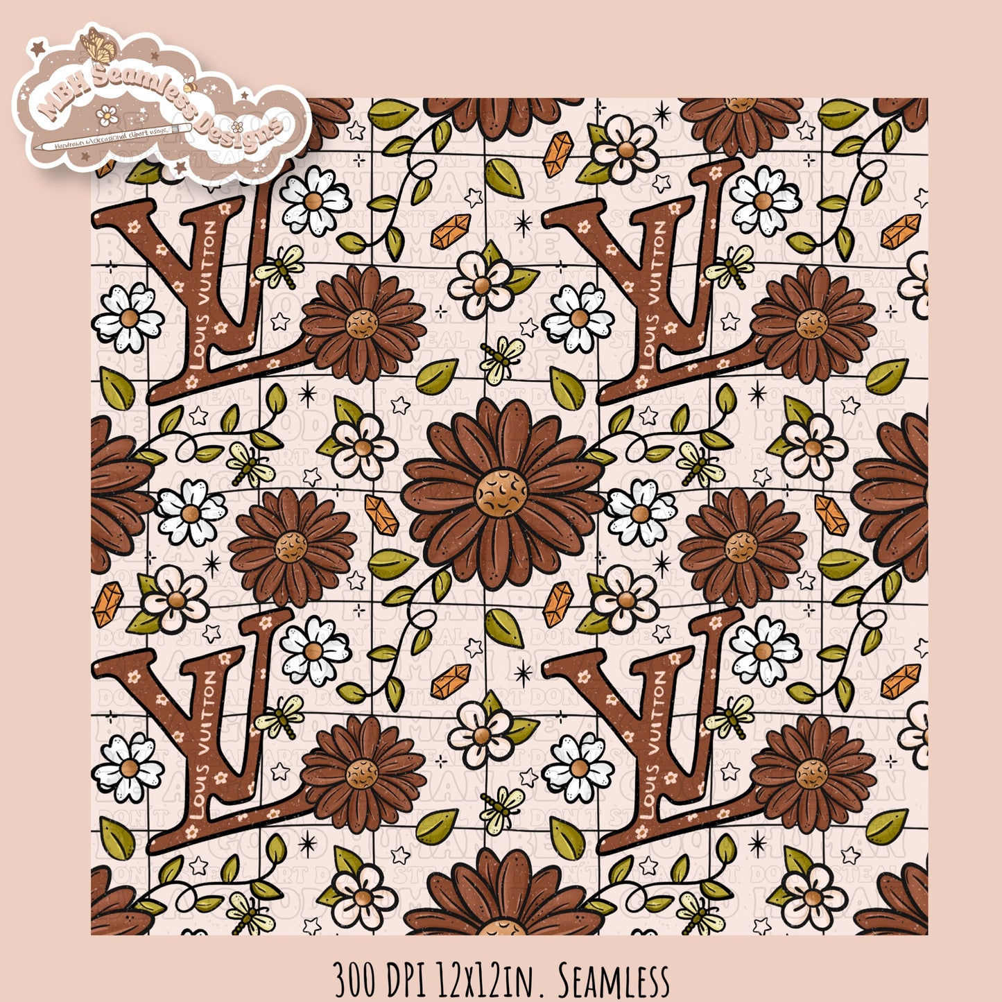 Boujee Brown Floral Seamless Pattern Multiple Colorways