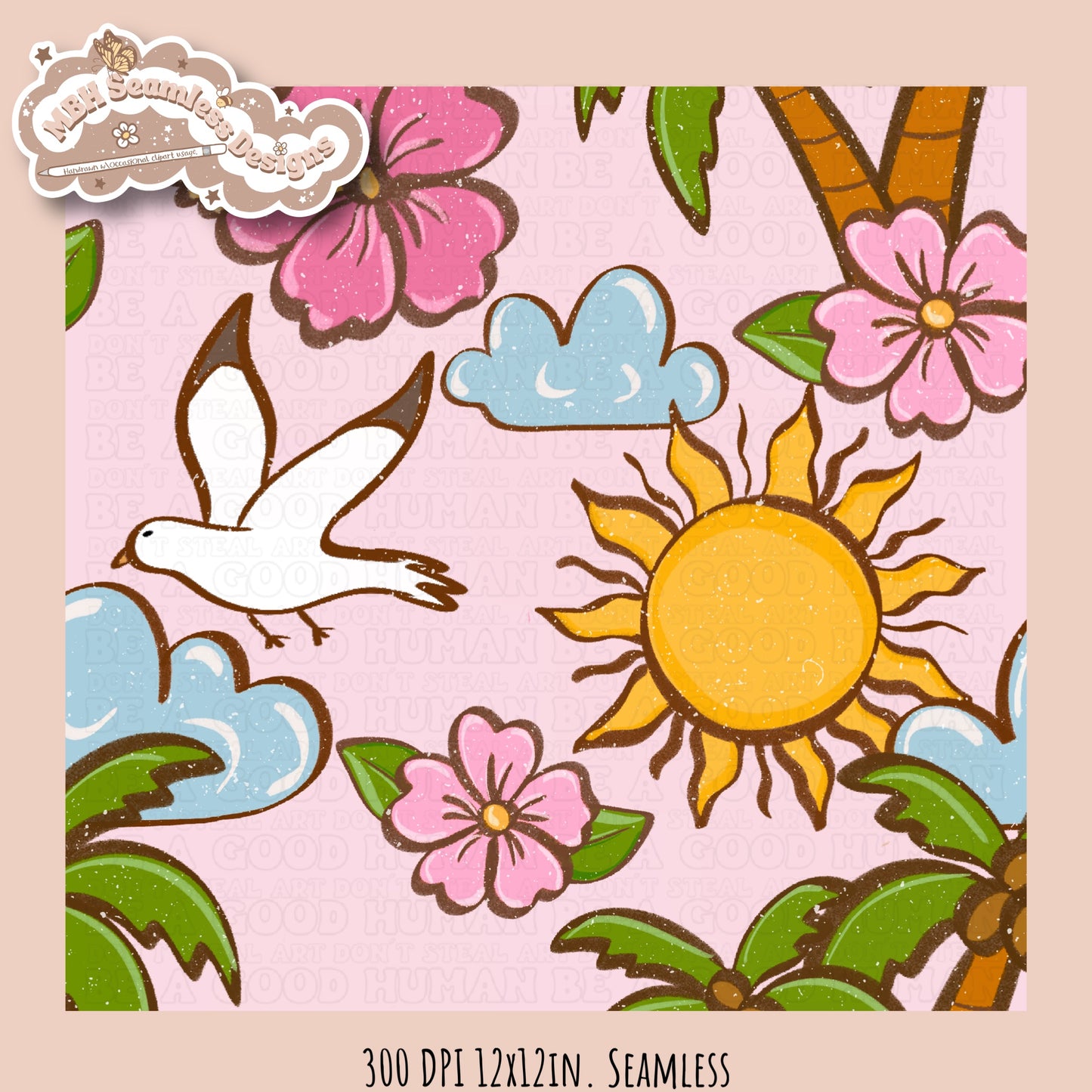 Tropical Vibes Floral Seamless Pattern • Multiple Colorway Options