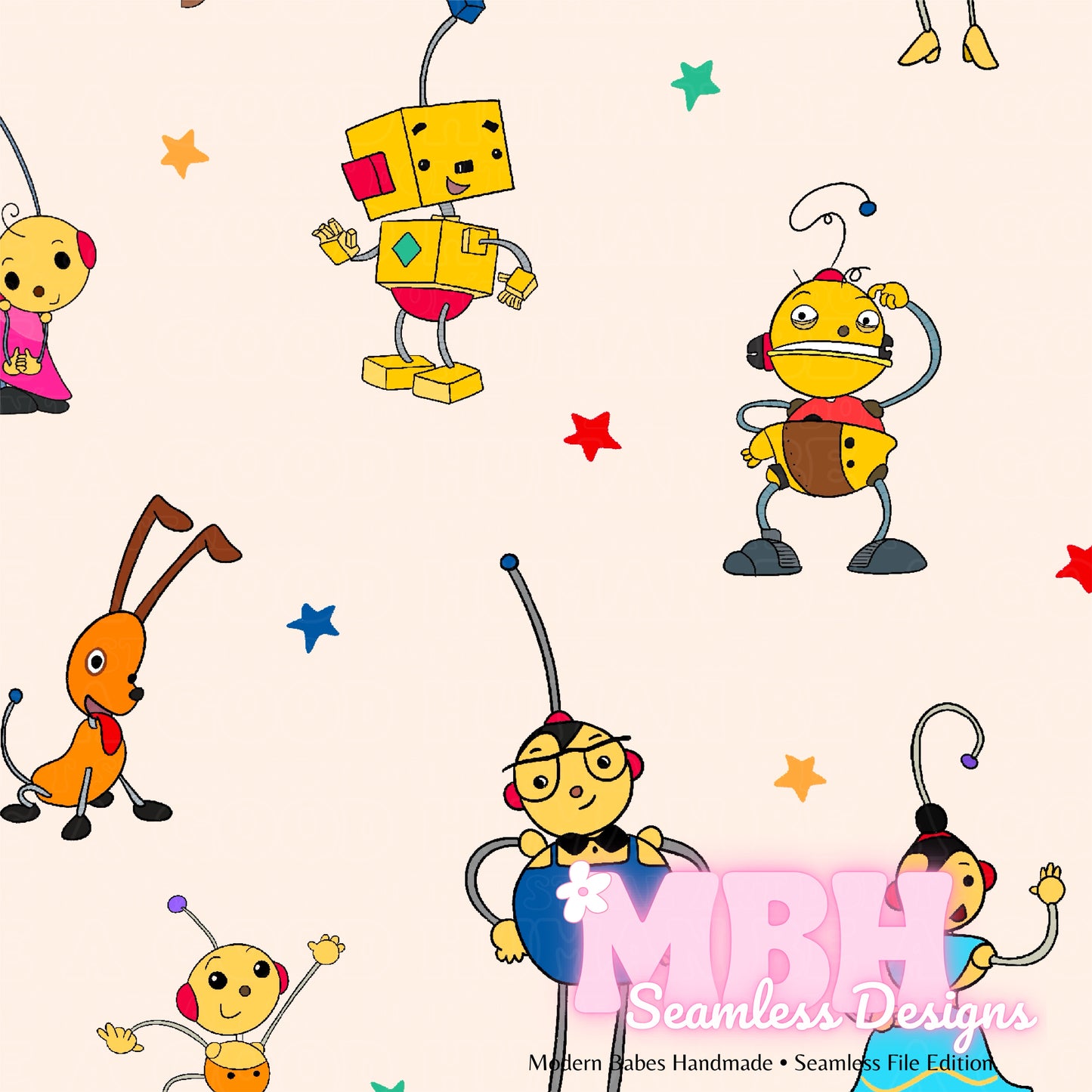 Rolie Polie Olie Stars Seamless Pattern MULTIPLE COLORWAYS