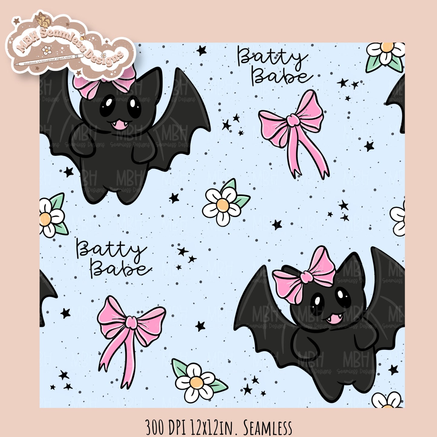 Coquette Bats • Hextober 25 // Seamless Pattern // Multiple Colorway Options