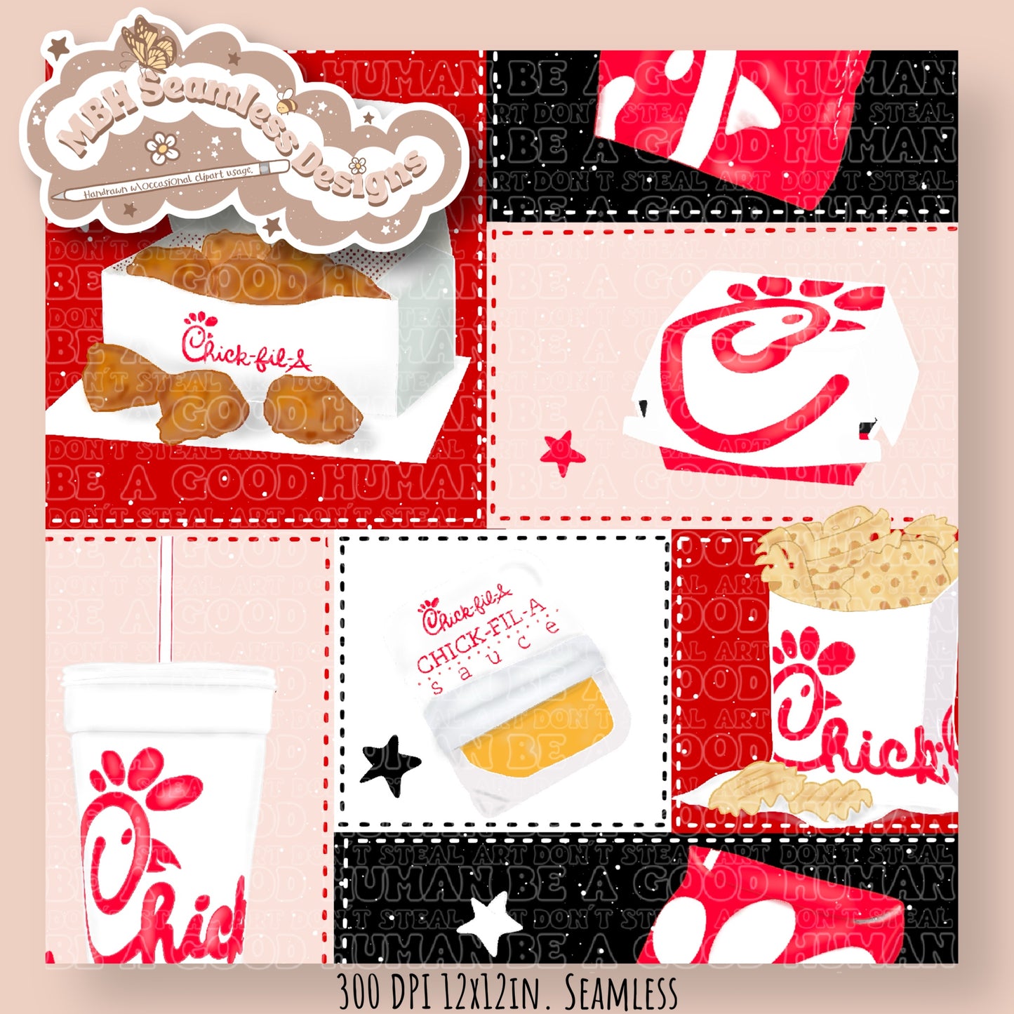 LIMITED EXCLUSIVE Quilt Chic Fil A Seamless Pattern (NO FABRIC SHOPS)NO RESTOCK