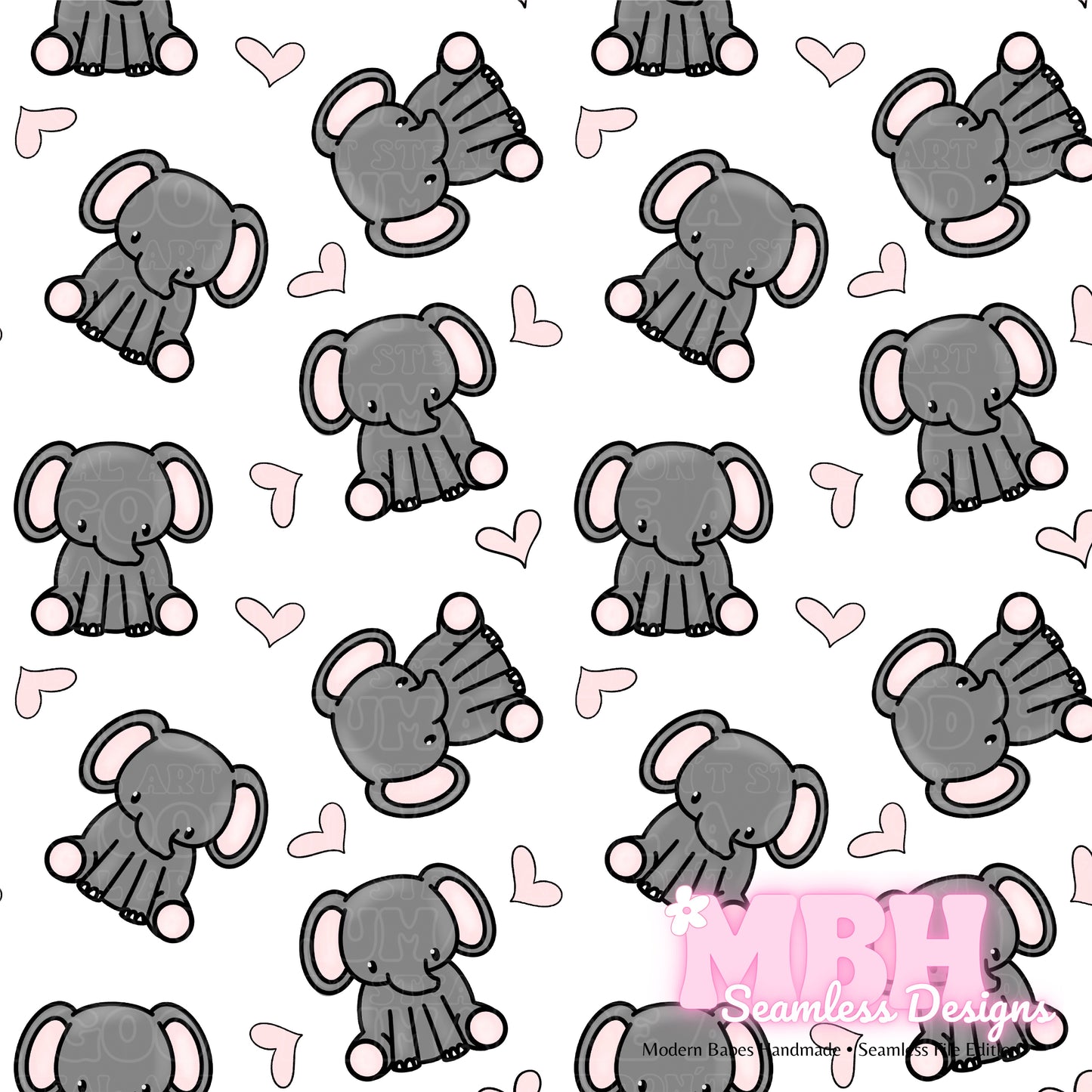 Cute Elephants Seamless Patterns