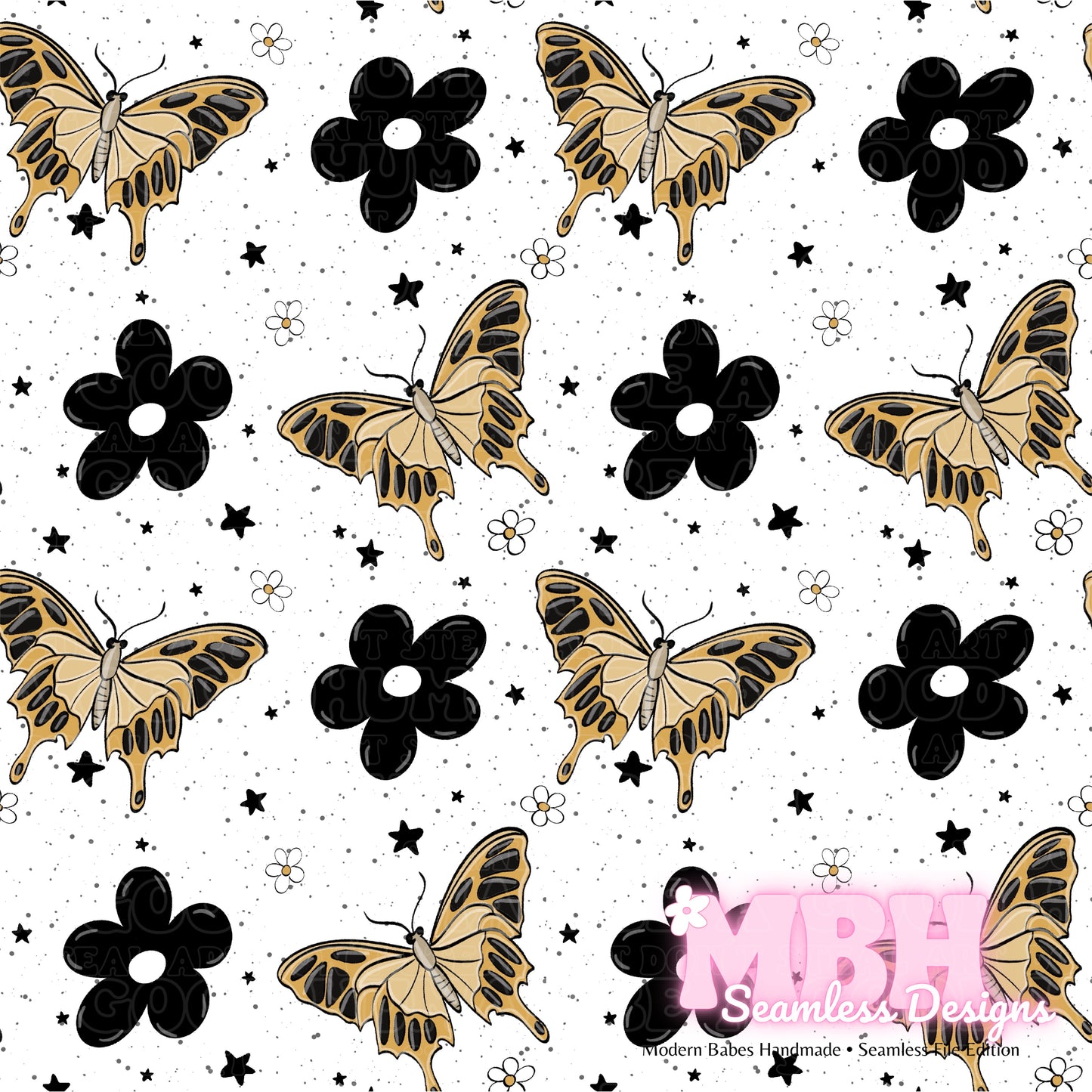 Midnight Floral Moths Seamless Pattern MULTIPLE COLORWAYS