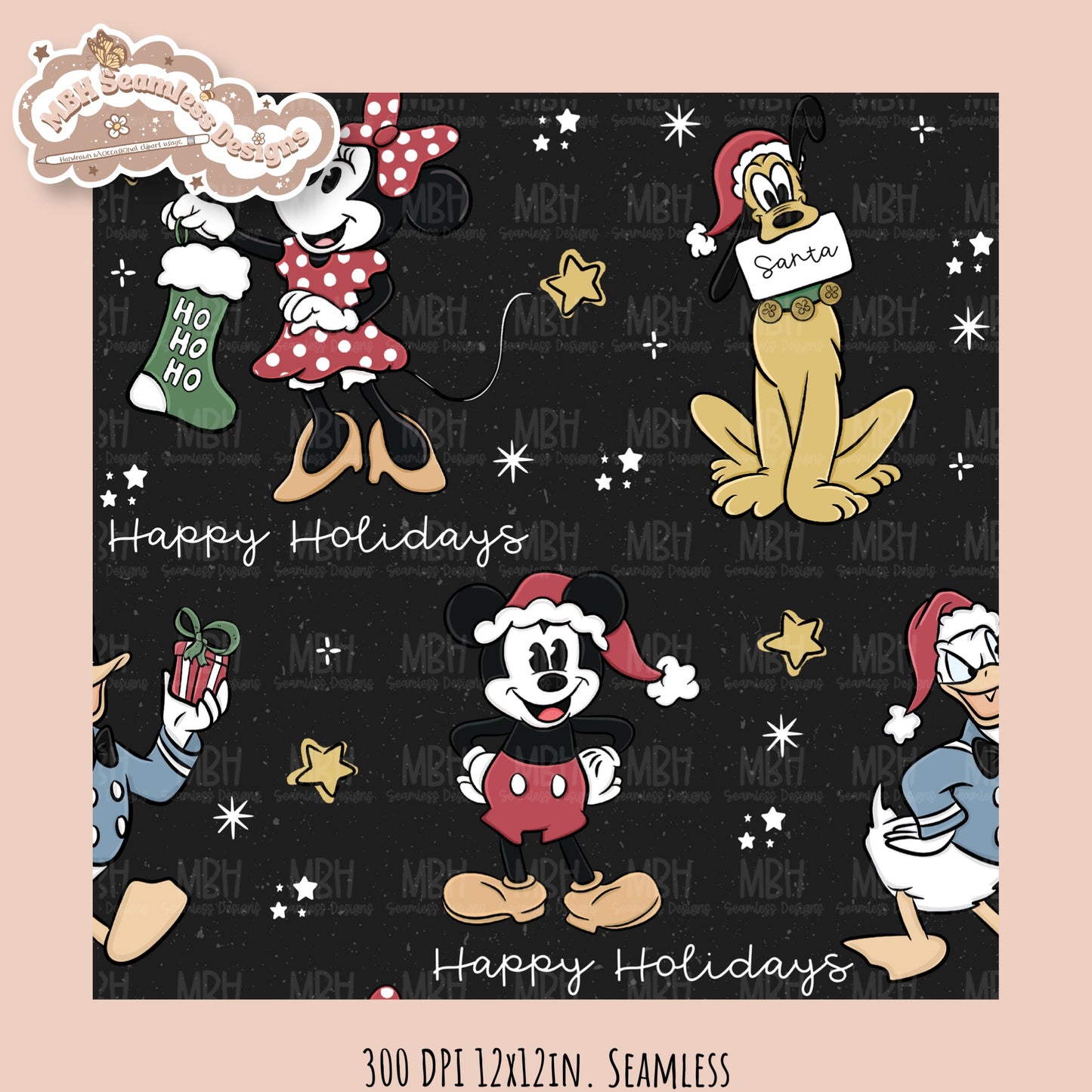 Christmas Mouse & Friends  Seamless Pattern // PNG //MULTIPLE COLORWAYS
