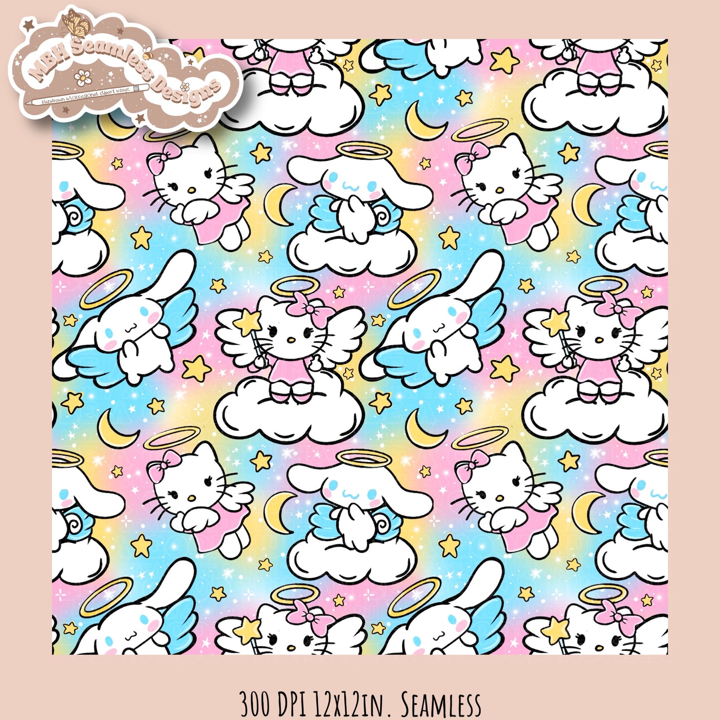 HK Cinnamroll x Angels Seamless Pattern MULTIPLE COLORWAYS