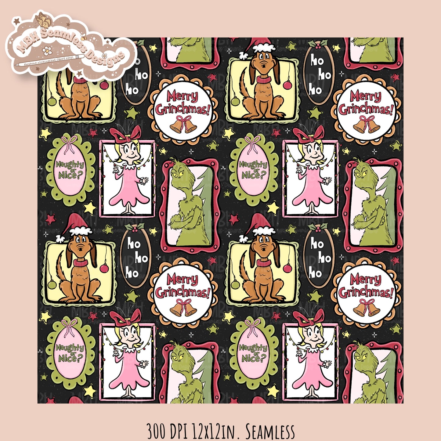 Grumpy Guy Frames Seamless Pattern // PNG // Assorted Colorways