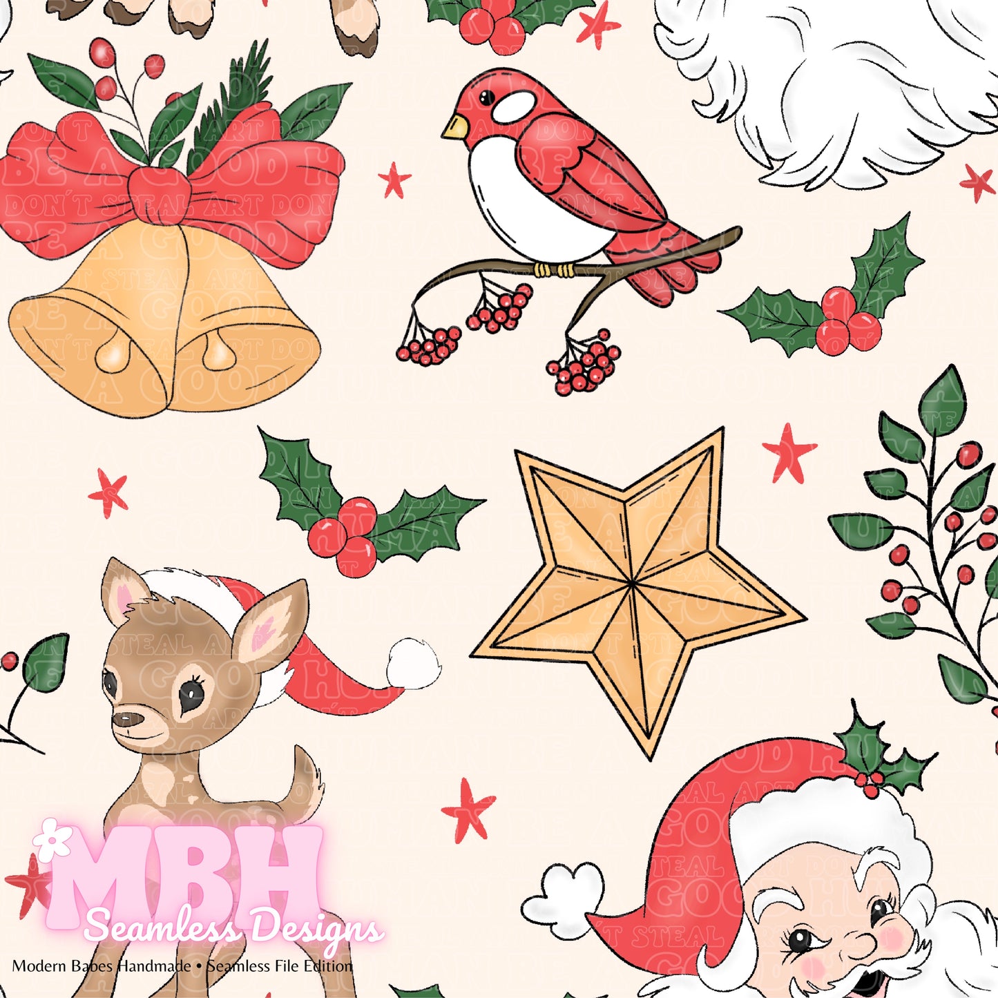 Vintage Christmas Seamless Pattern