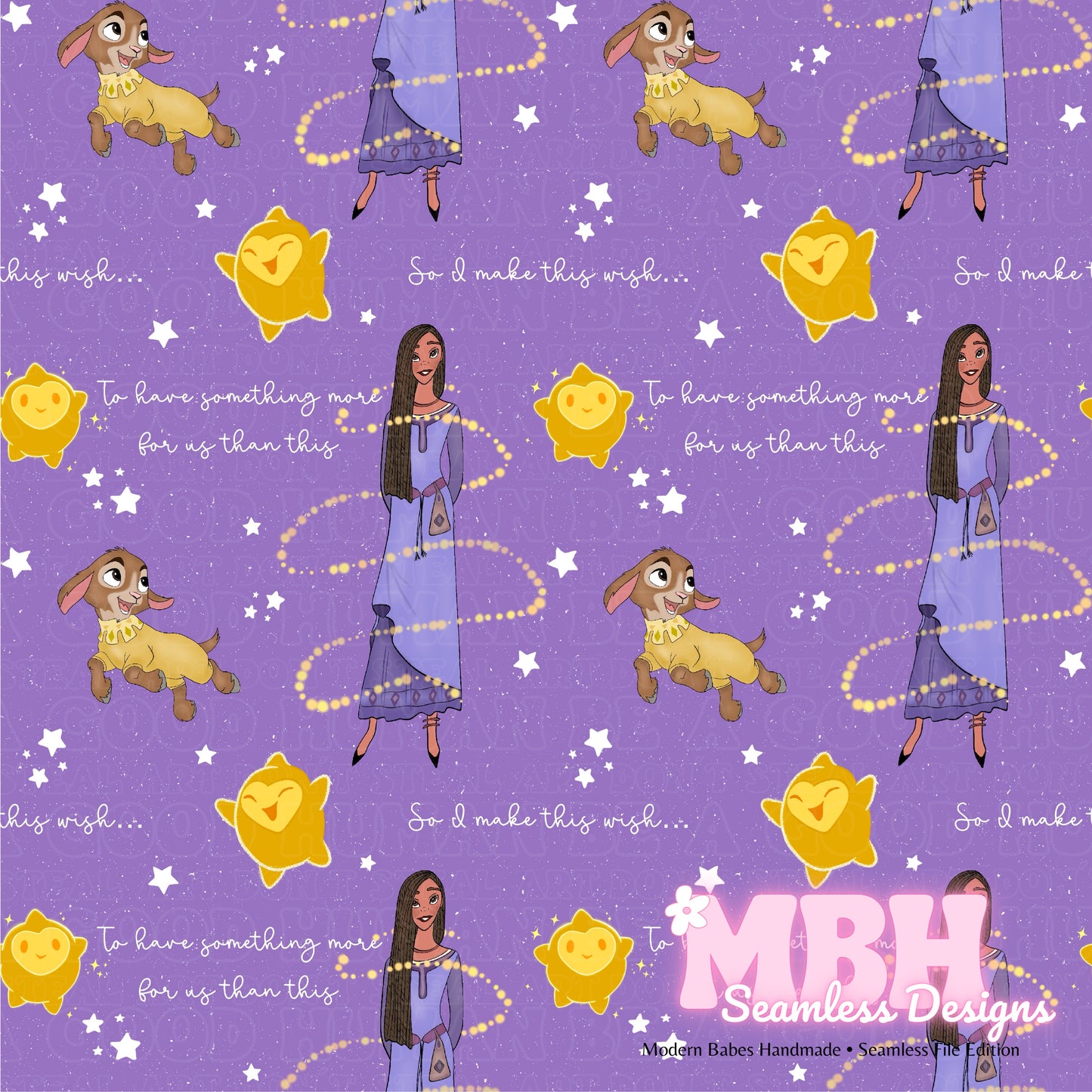 WISH Lyrics Assorted Colorways Seamless Pattern