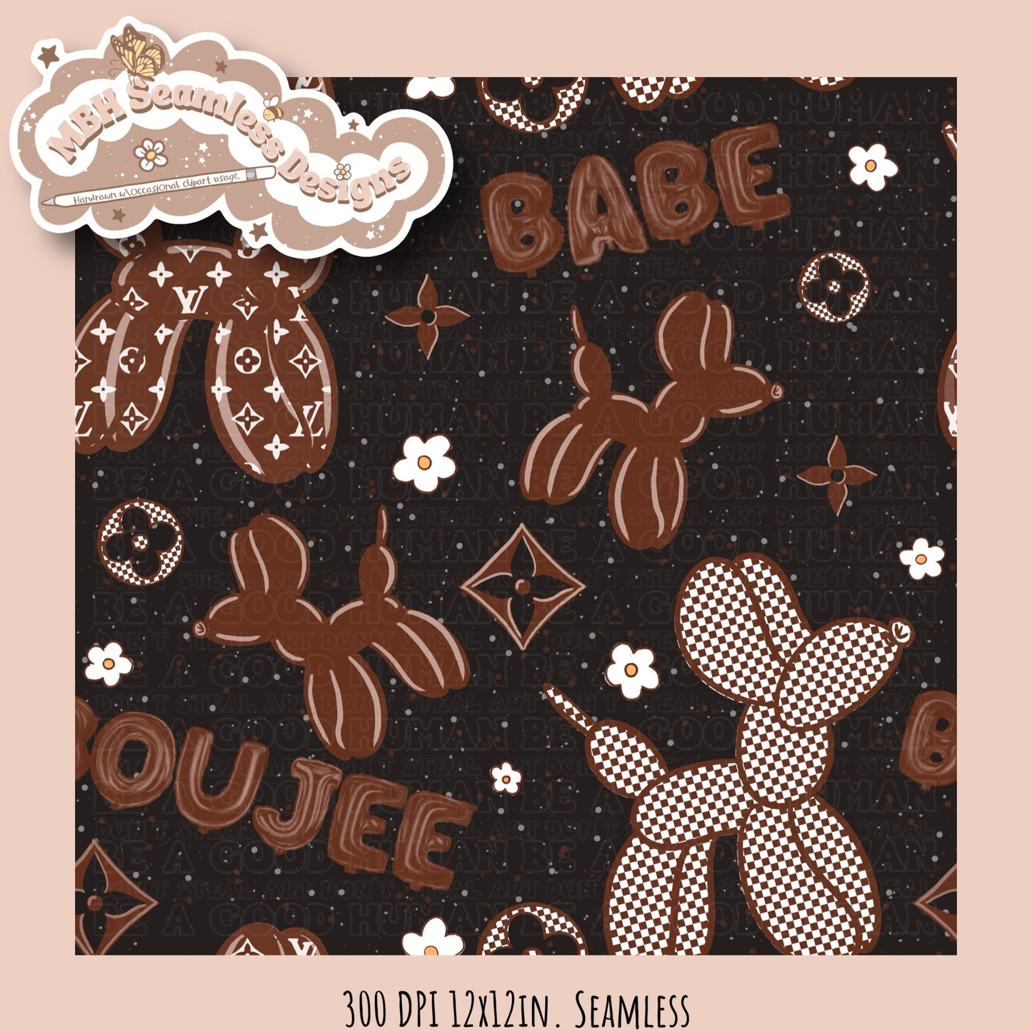 Boujee Dog Balloons Seamless MULTIPLE COLORWAYS