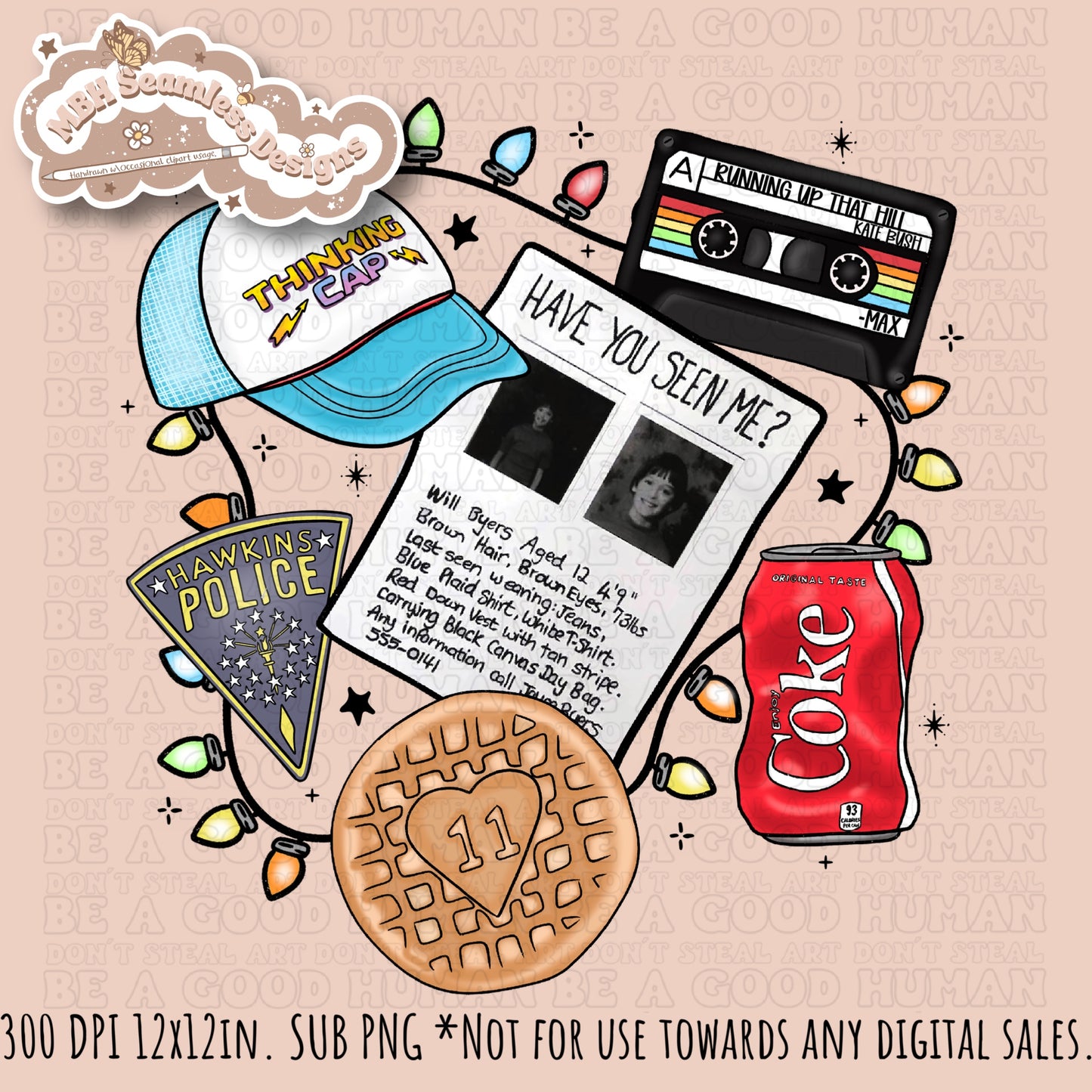 Stranger Things Lights Seamless Pattern // PNG // Multiple Colorways