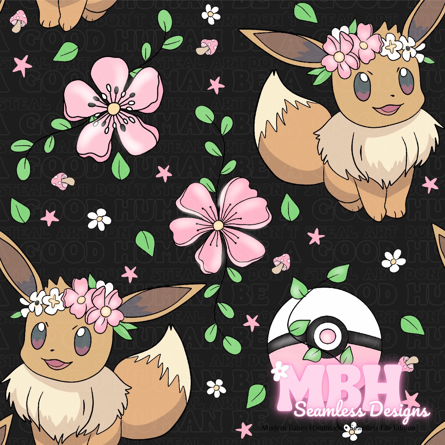 LIMITED Eevee Floral Seamless Pattern