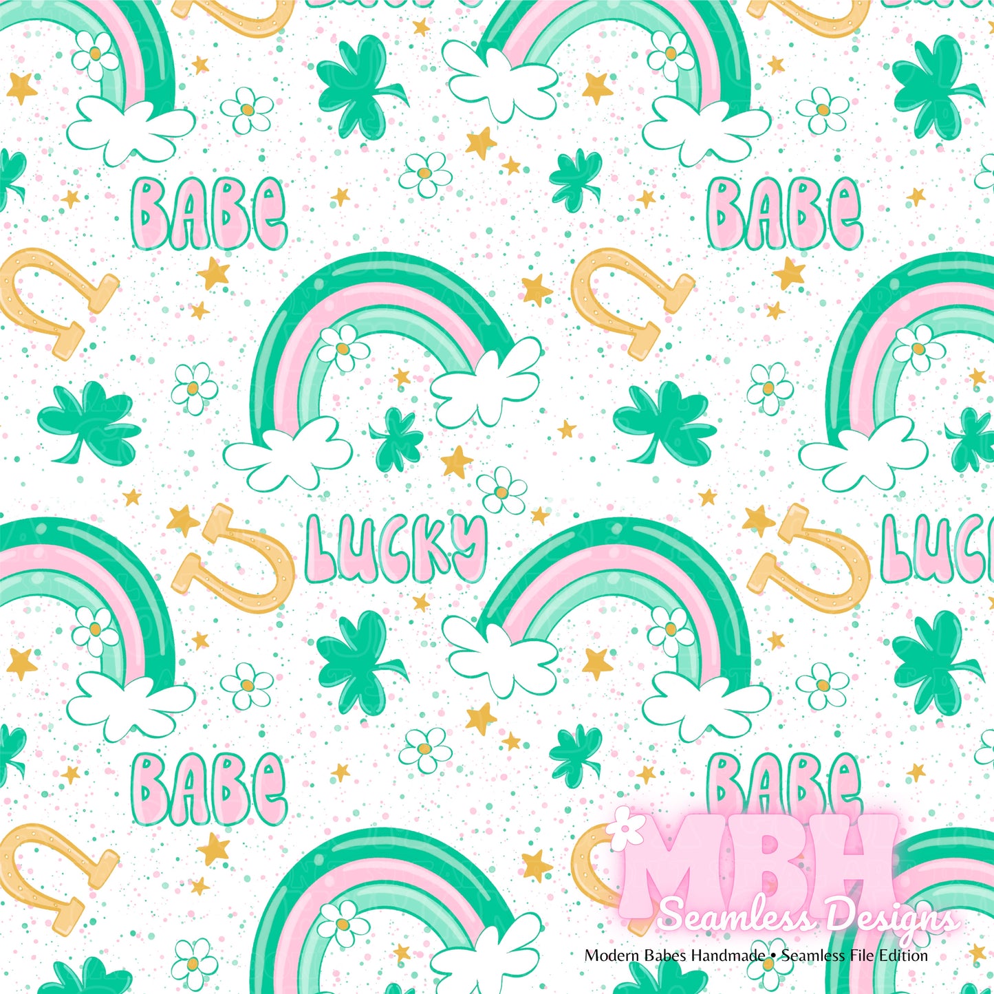 Lucky Babe St. Patty’s Day Assorted Colorways Seamless Pattern