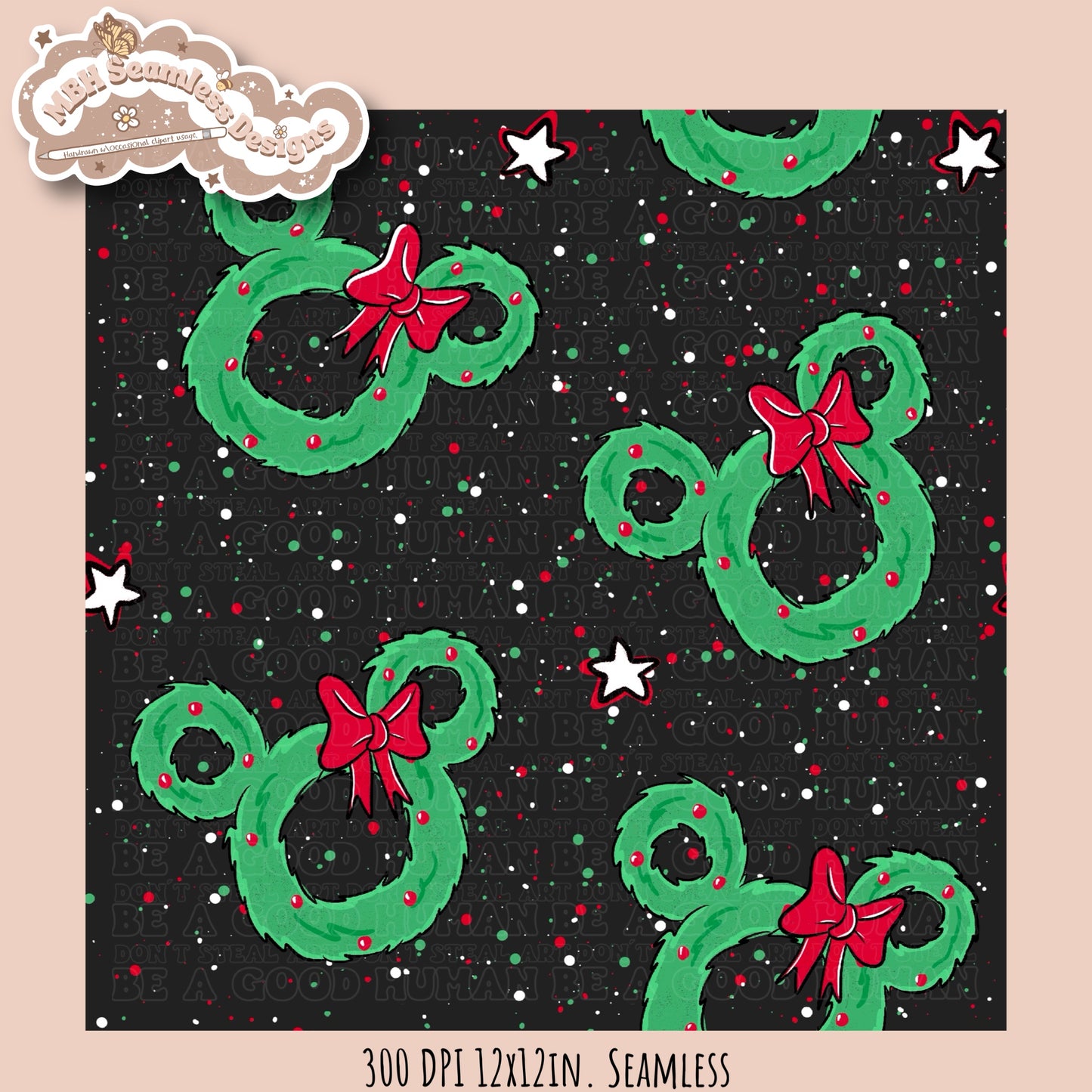 Mouse Wreath Seamless Pattern MULTIPLE COLORWAYS