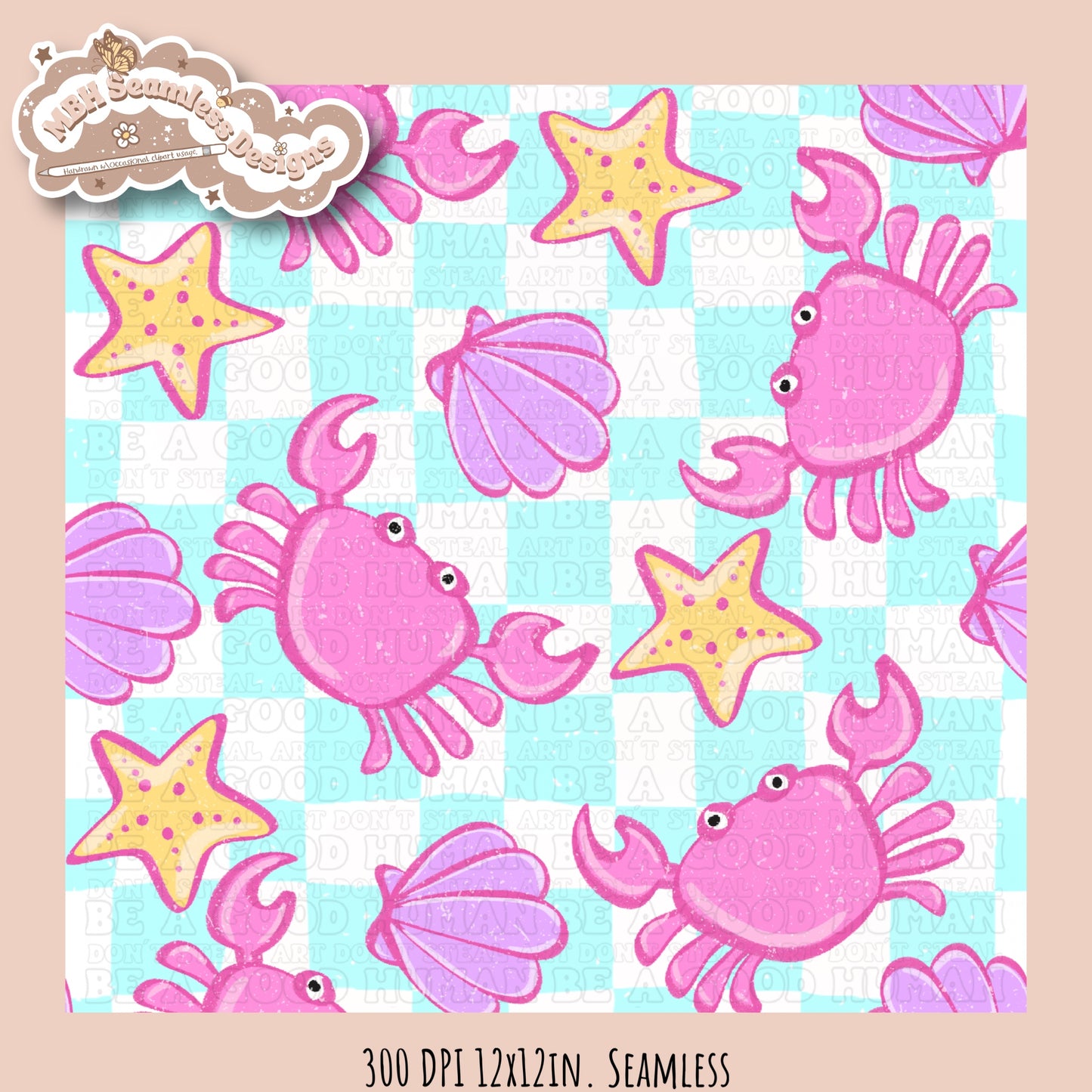 Girly Crabs Seamless Pattern & PNG•Multiple Colorway Options