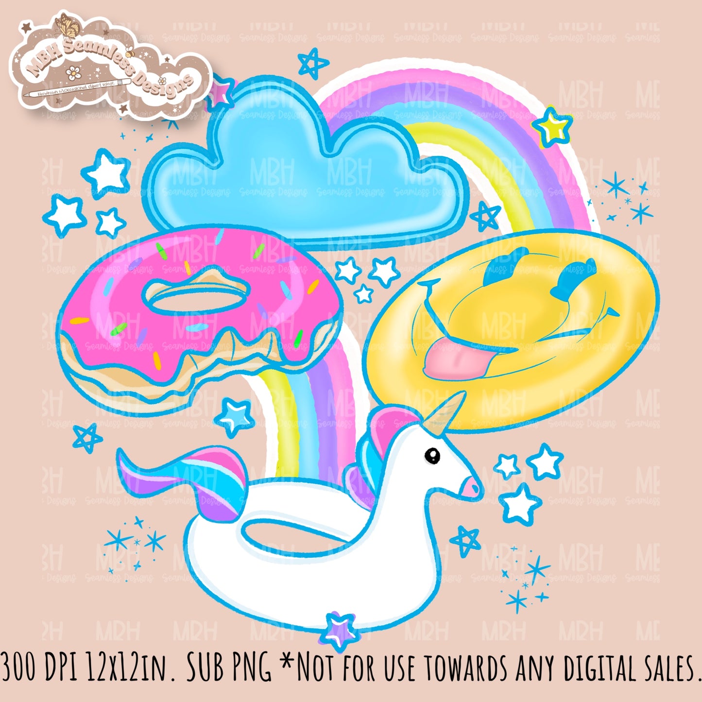 Pool Party Seamless Pattern • Multiple Colorways • PNG