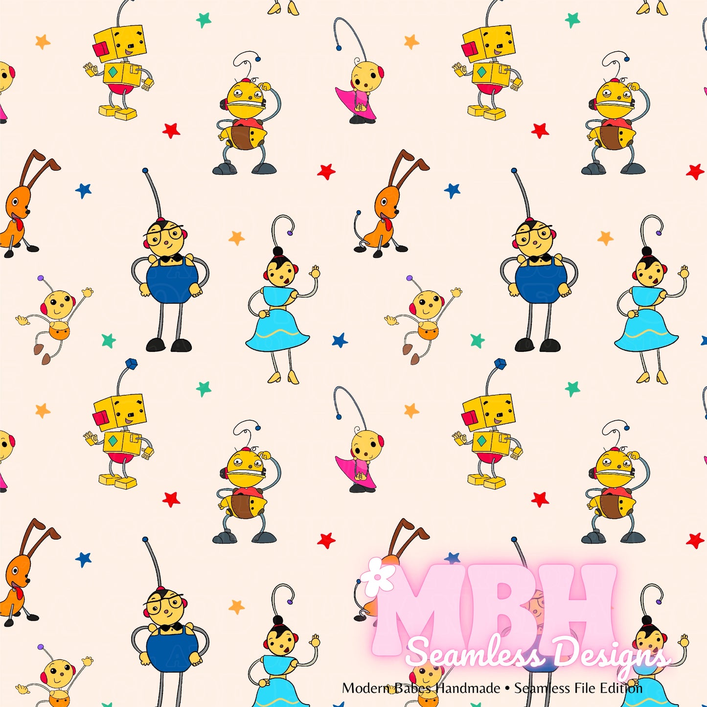 Rolie Polie Olie Stars Seamless Pattern MULTIPLE COLORWAYS