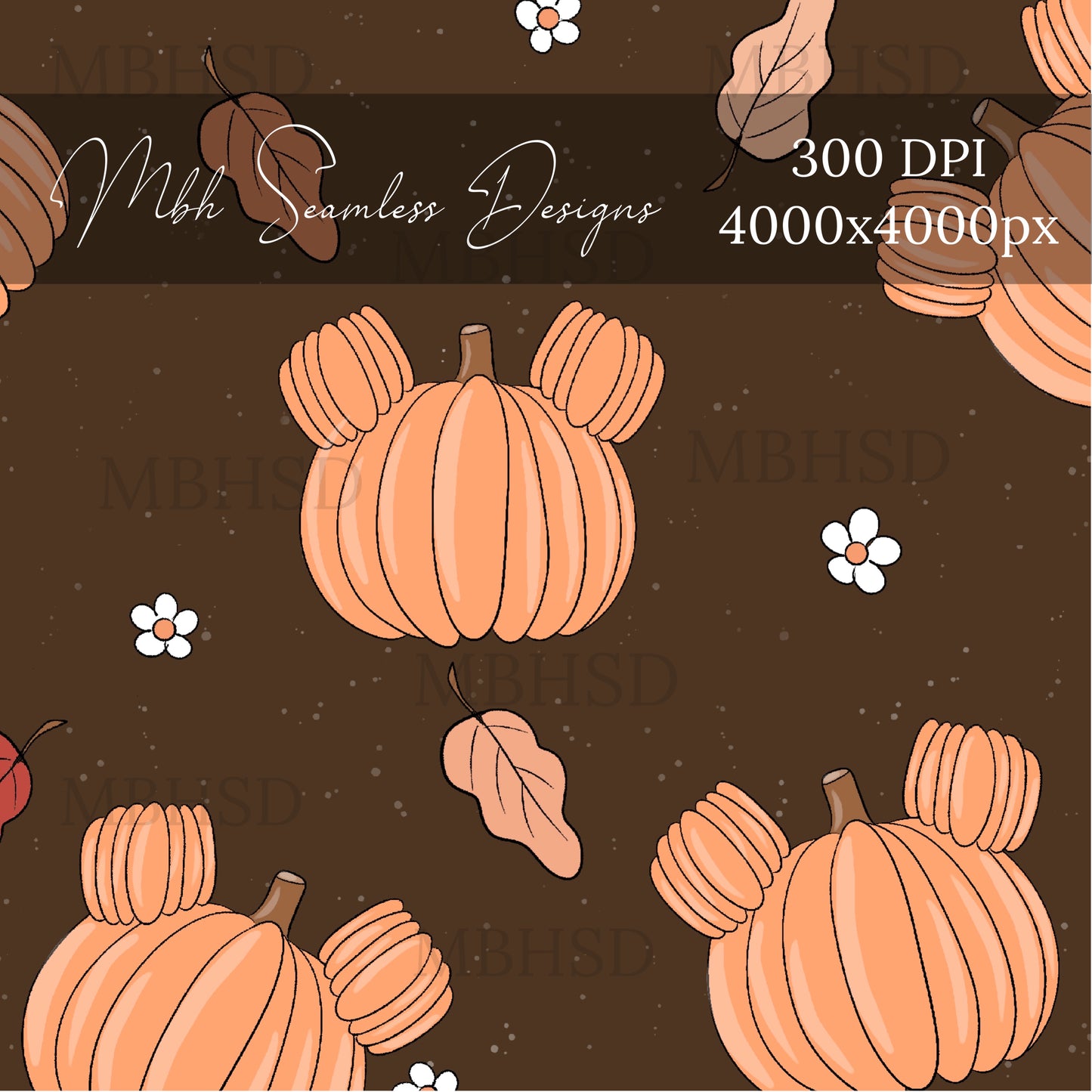 Pumpkin Mouse Fall Seamless Pattern