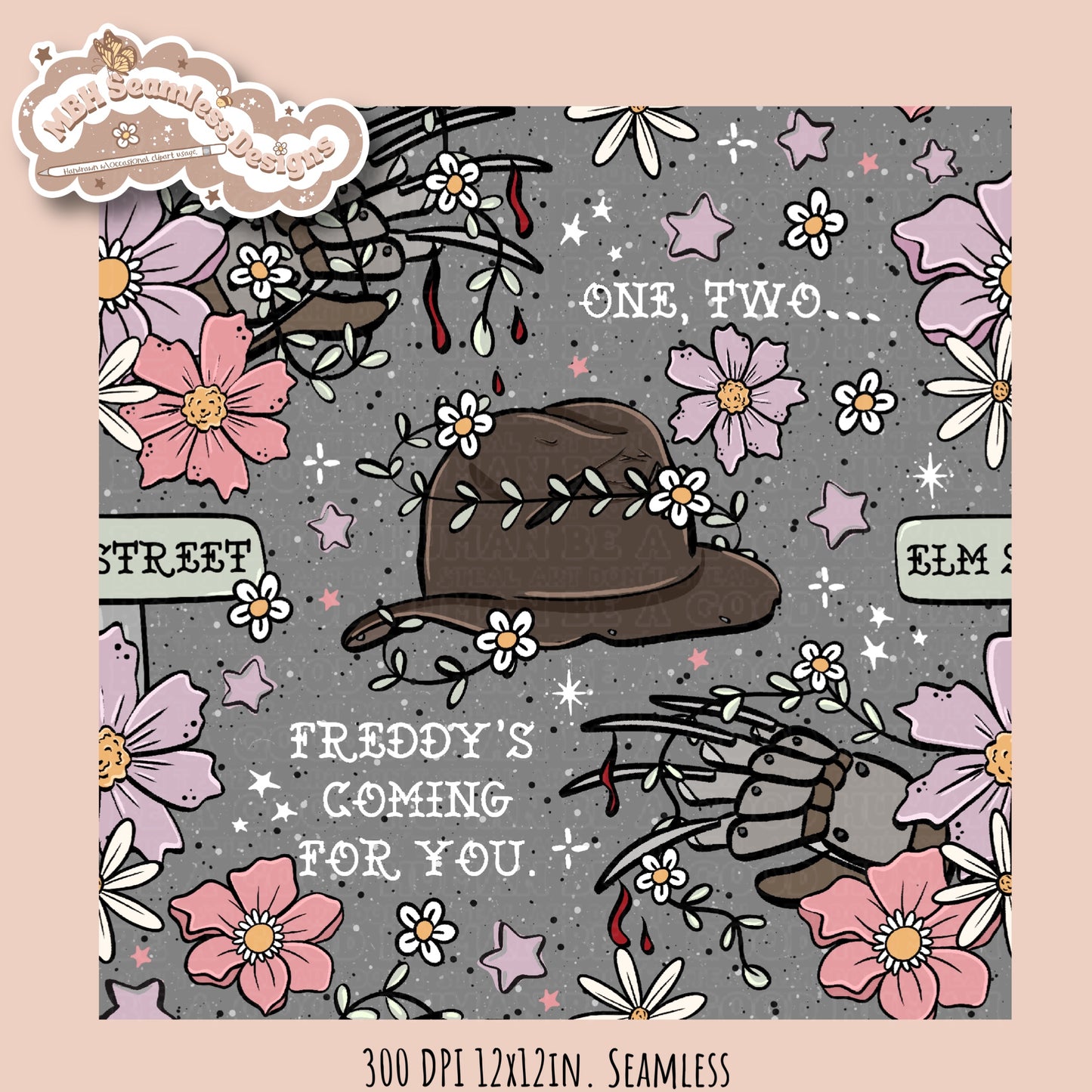 Freddy X Tattoo Floral Seamless Pattern Multiple Colorways