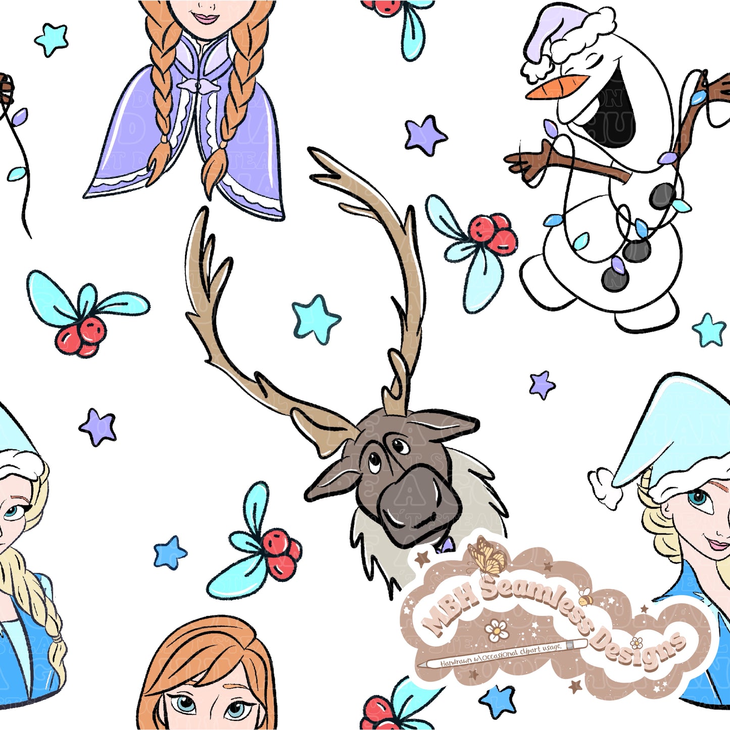 Frozen Colored Winter Seamless Pattern MULTIPLE COLORWAYS