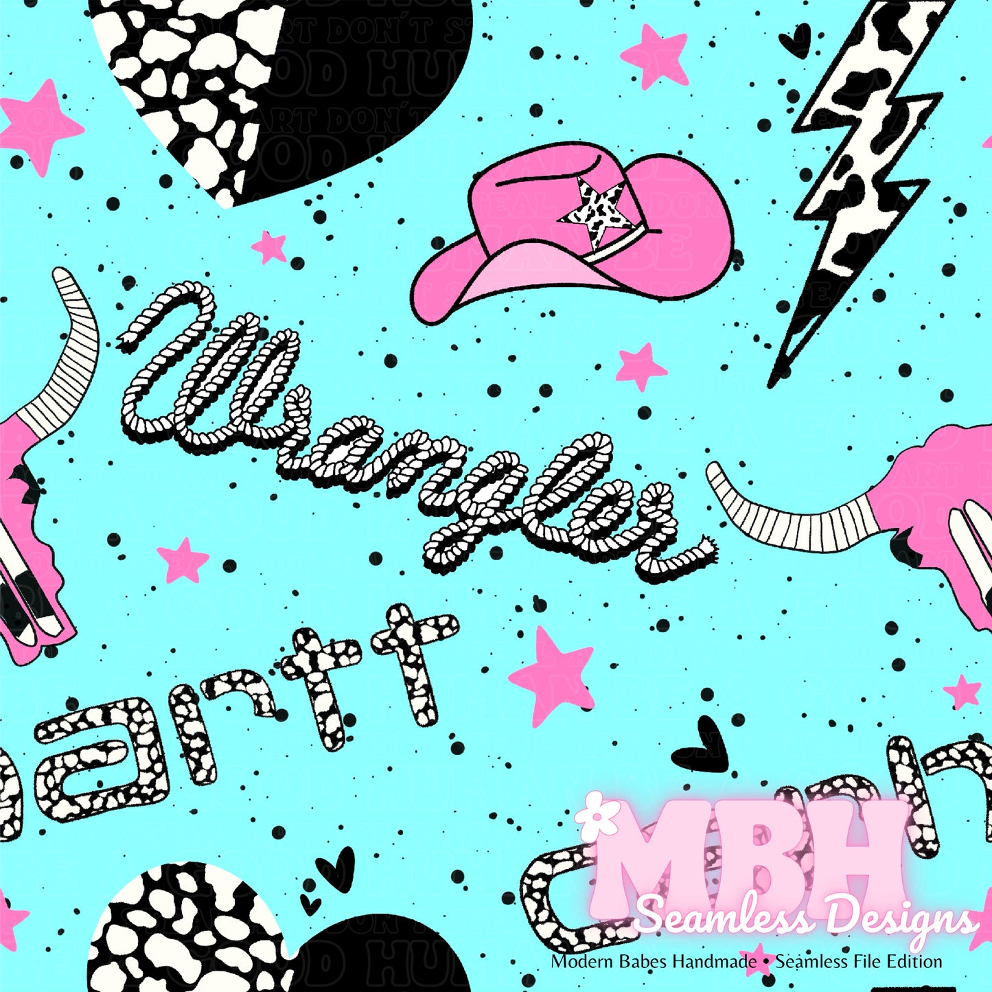 Carhartt Wrangler Cowgirl Seamless Pattern