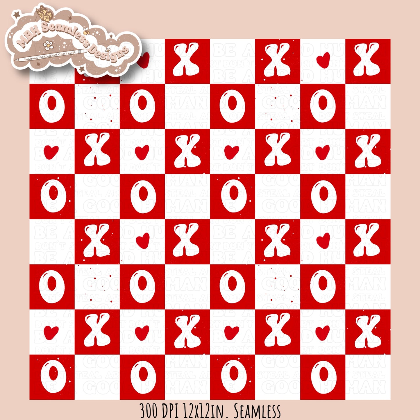 Checkered XOXO Seamless Pattern MULTIPLE COLORWAY OPTIONS