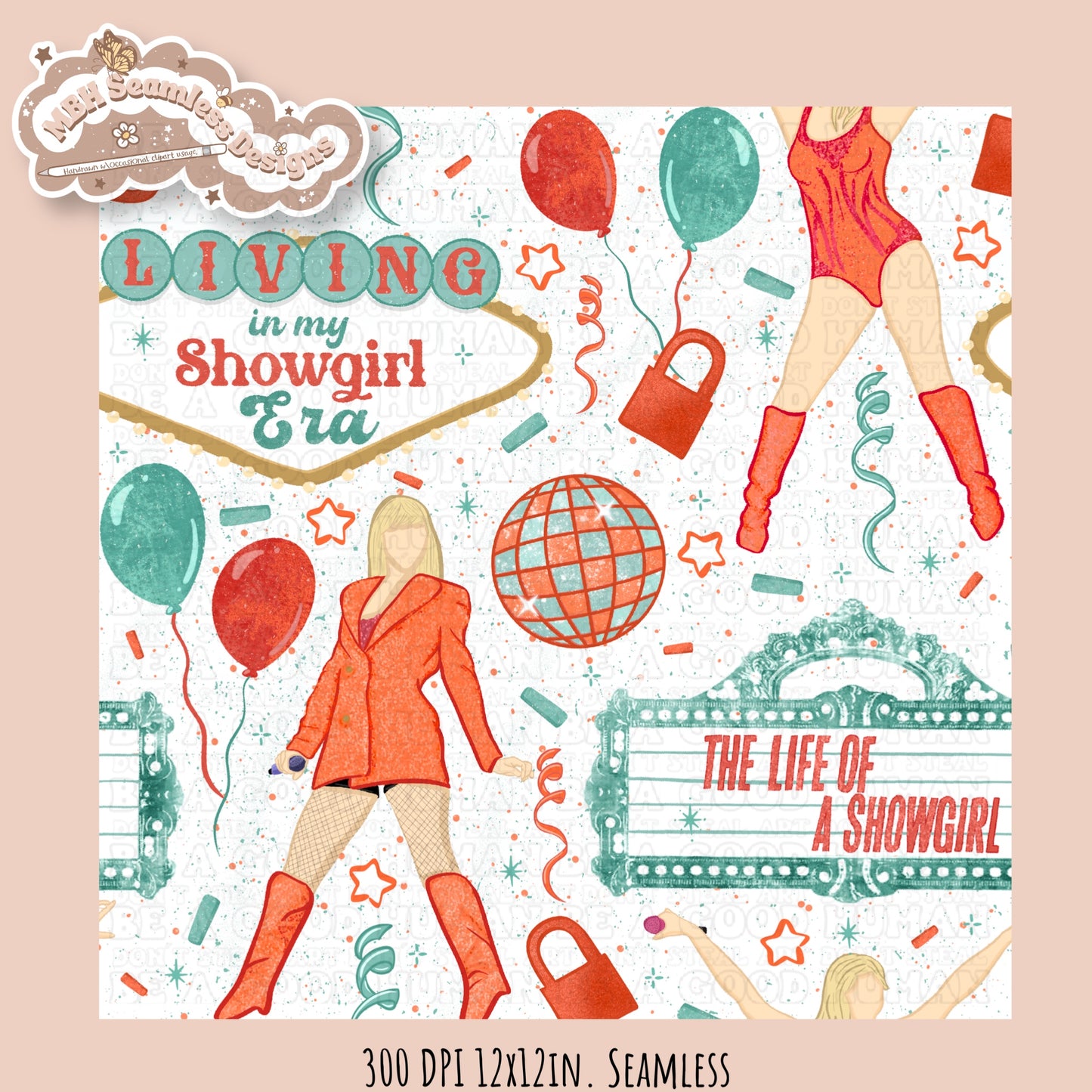 TS12 Showgirl Seamless Pattern // PNG // Assorted Colorway Options