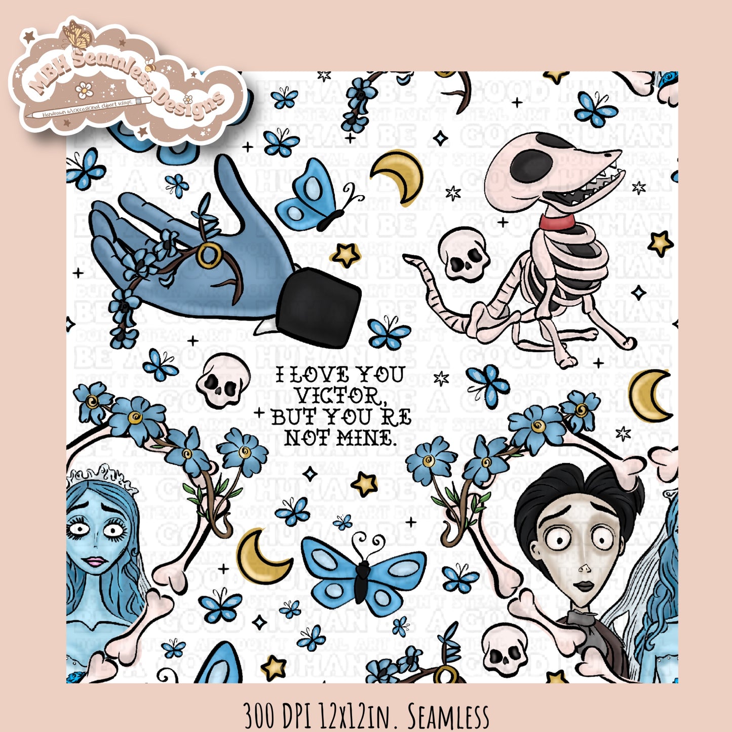 Dead Bride Seamless Pattern // PNG // Multiple Colorway Options