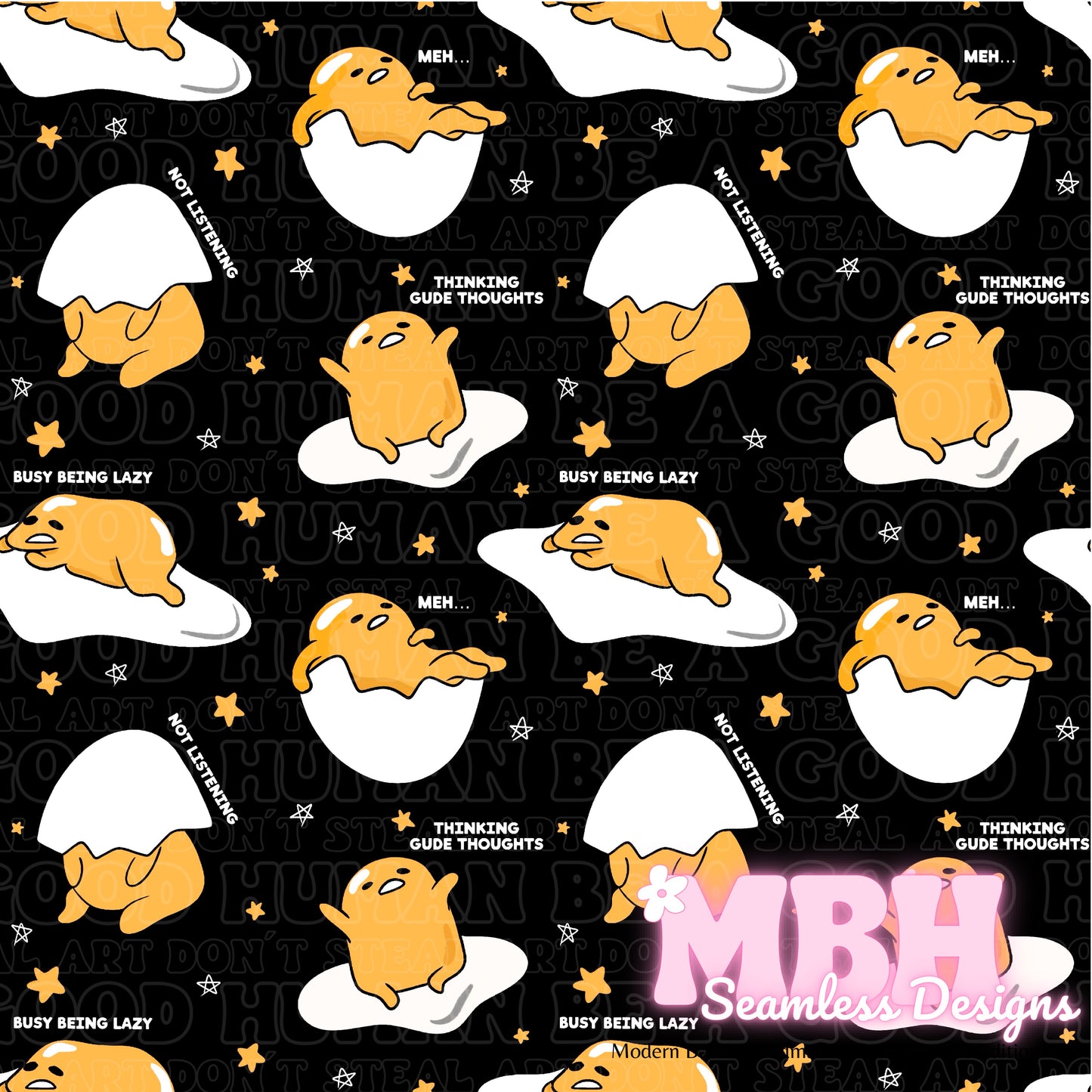 Gudetama Quotes Seamless Pattern MULTIPLE COLORWAYS