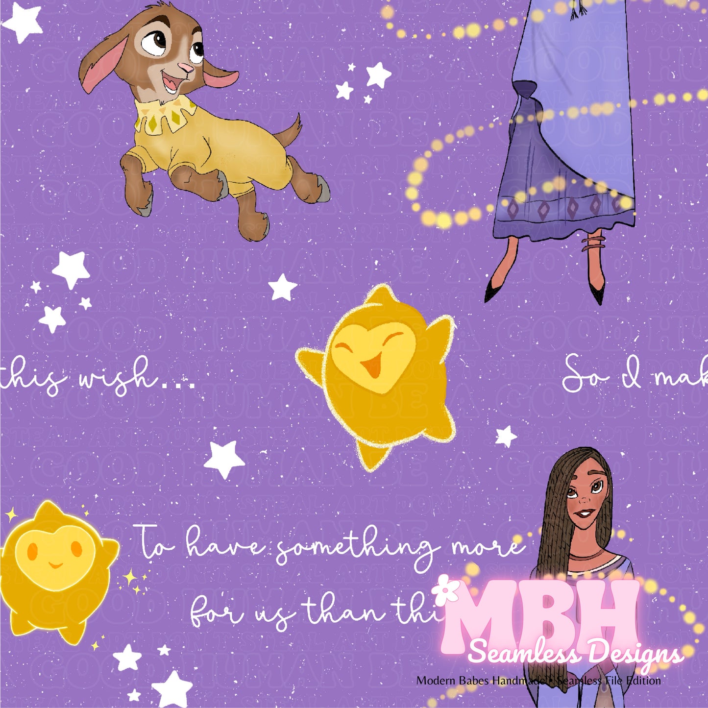 WISH Lyrics Assorted Colorways Seamless Pattern