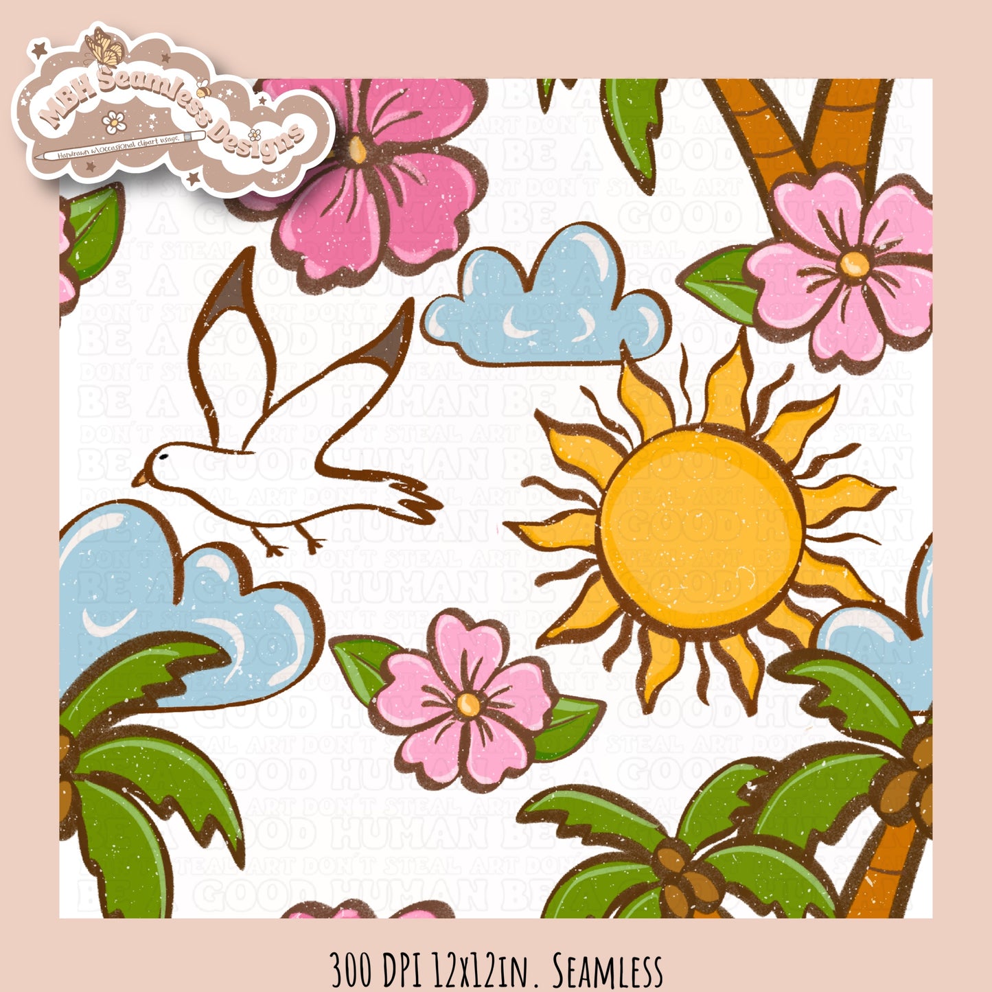 Tropical Vibes Floral Seamless Pattern • Multiple Colorway Options