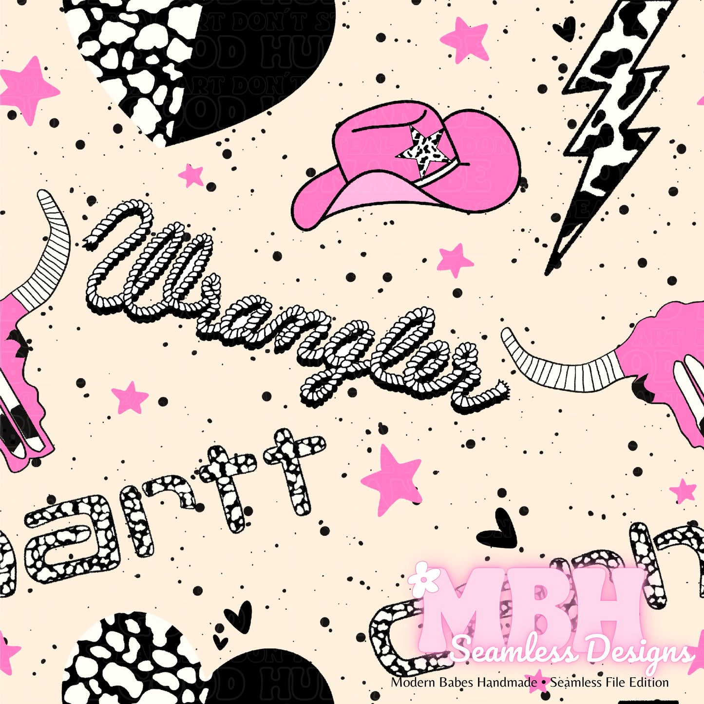 Carhartt Wrangler Cowgirl Seamless Pattern