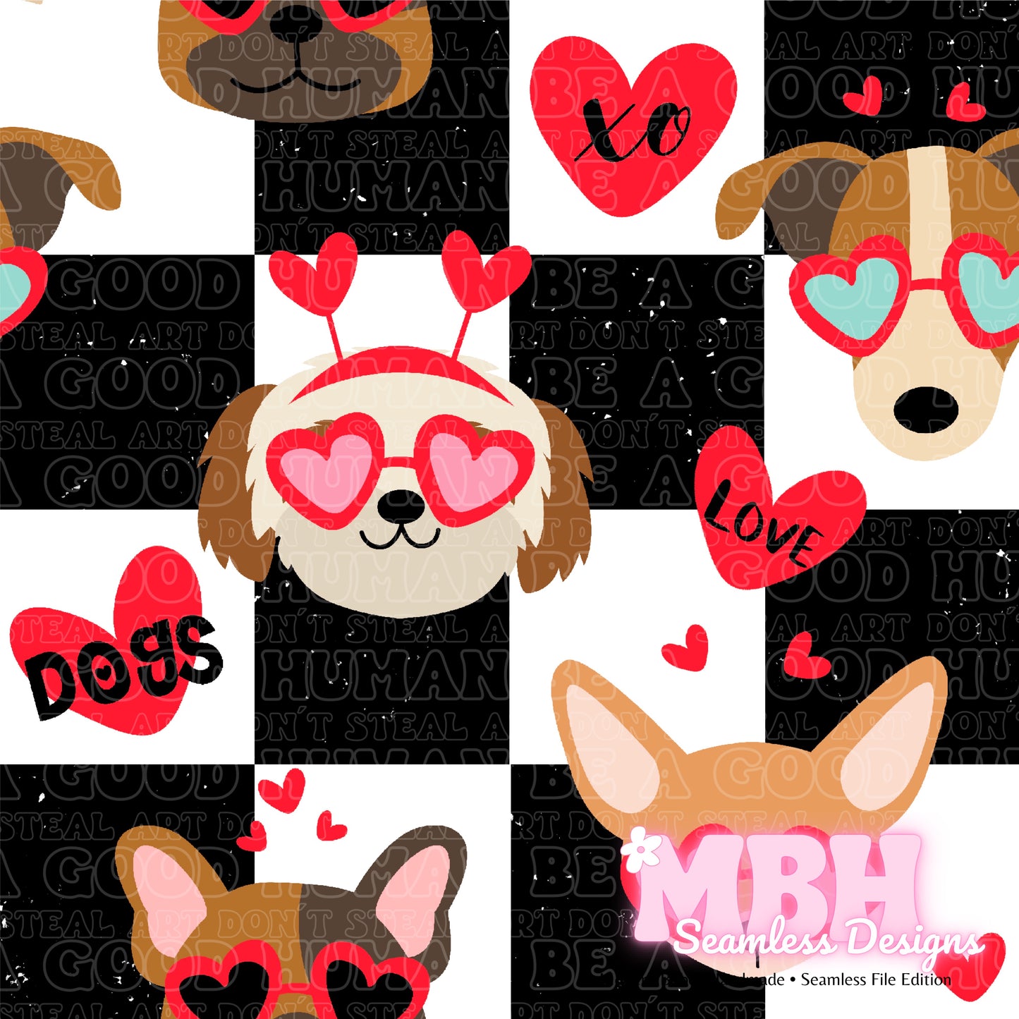 Dog Love Chex Seamless Pattern