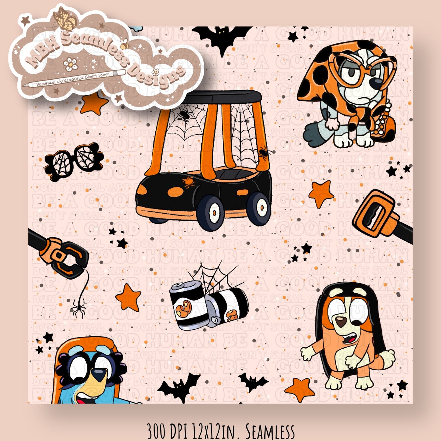 Speckled Spooky Grannies Seamless Pattern & PNG Multiple Colorways