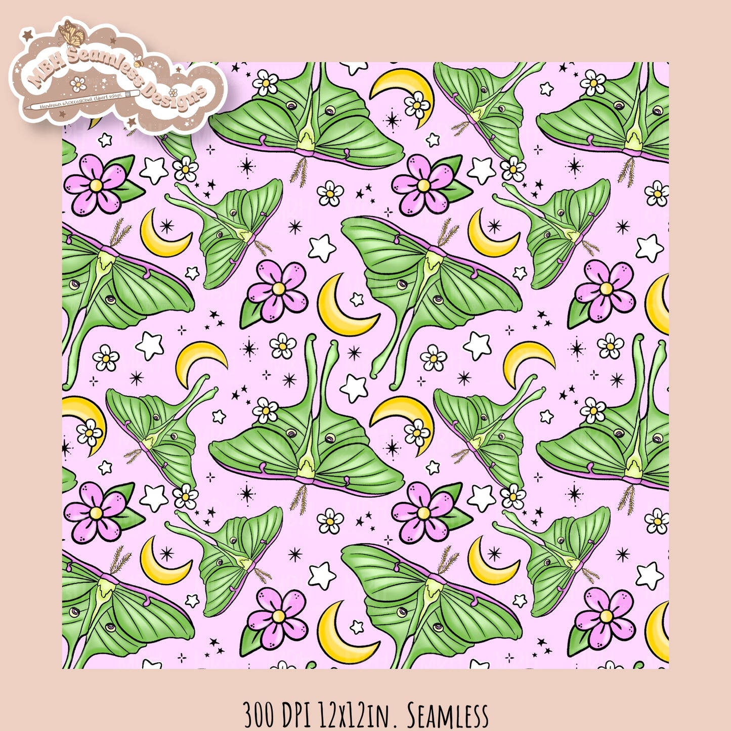 Hextober 25 • Moths Seamless Pattern // PNG // Multiple Colorway Options