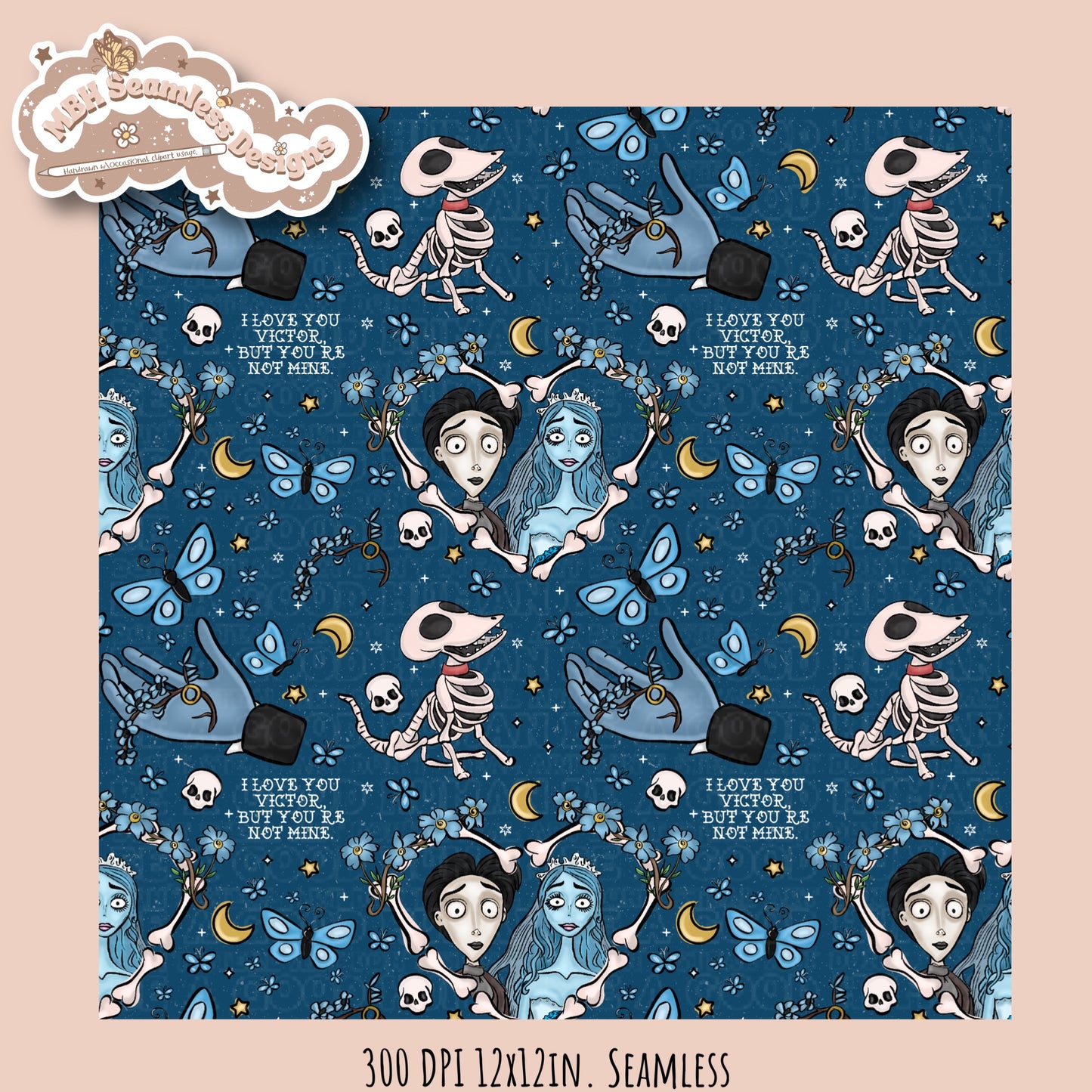 Dead Bride Seamless Pattern // PNG // Multiple Colorway Options