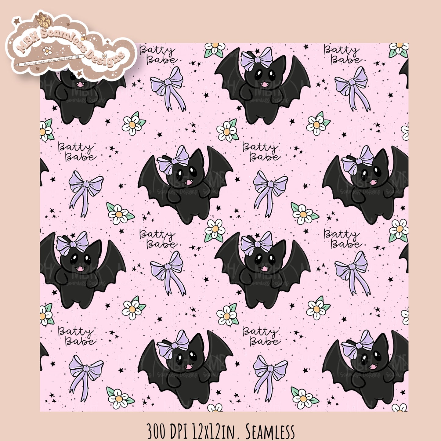 Coquette Bats • Hextober 25 // Seamless Pattern // Multiple Colorway Options