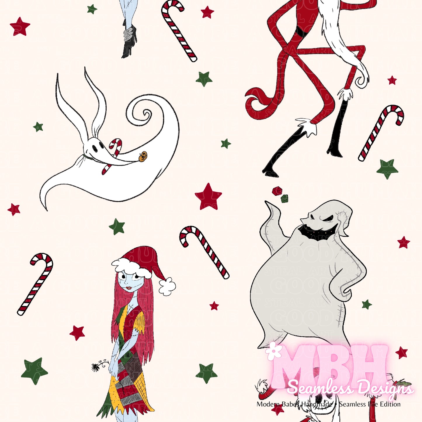 Christmas NBC Candycanes ASSORTED COLORS Seamless Pattern