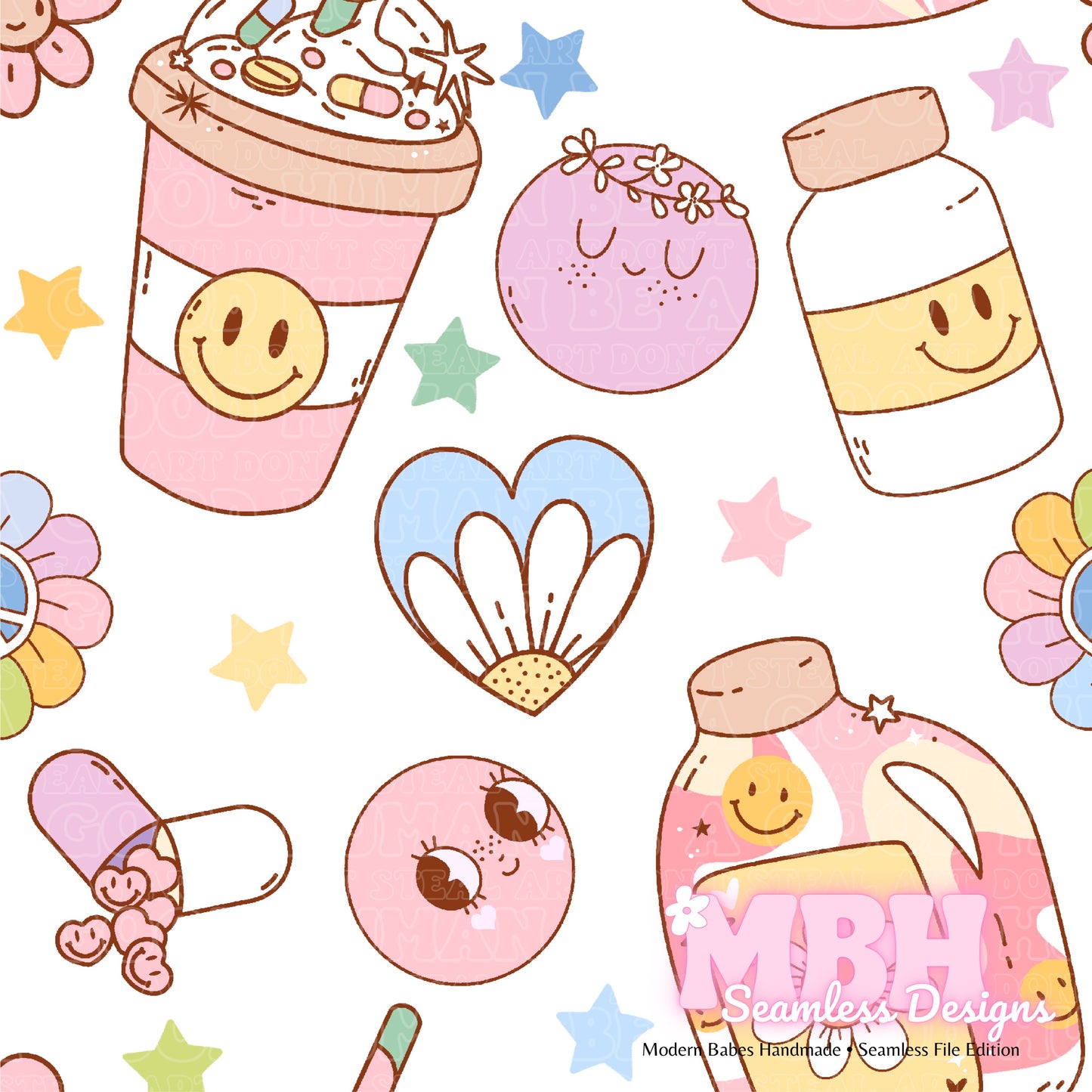 Groovy Self Love Assorted Colorways Seamless Pattern
