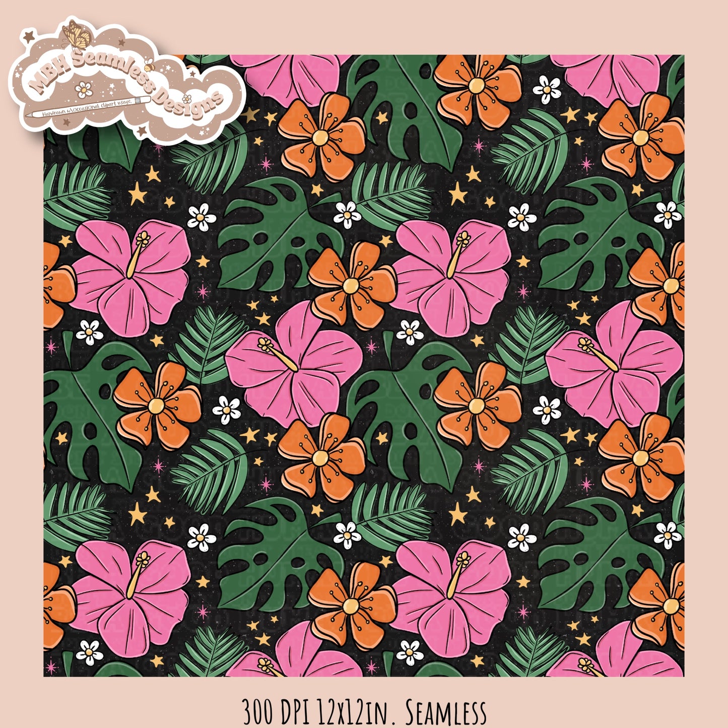 Tropical Floral Seamless Pattern • Multiple Colorway Options