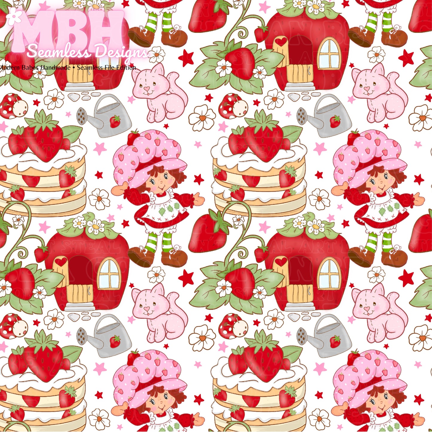 Strawberry Shortcake MULTIPLE COLORWAYS Seamless Pattern