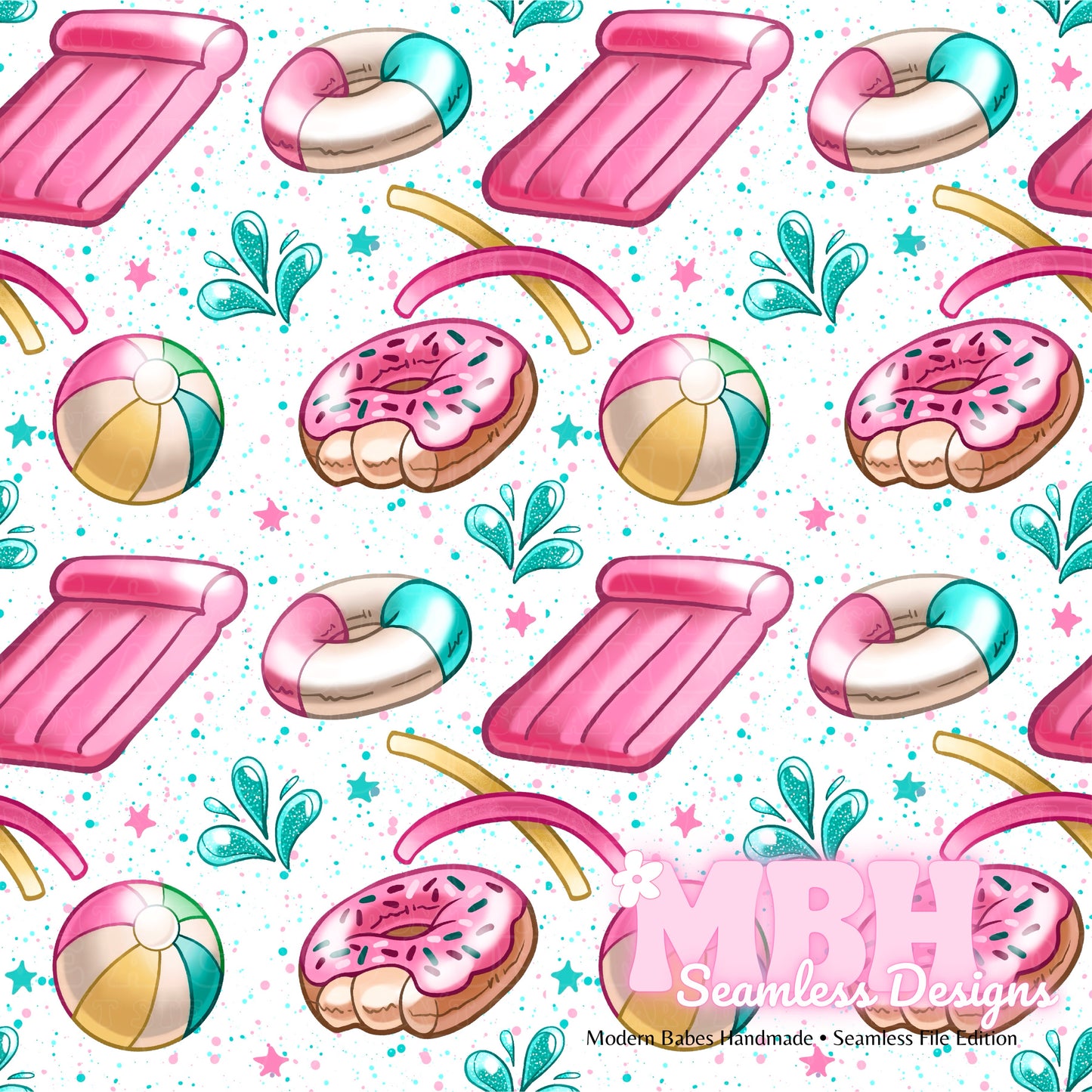 Pool Splash Seamless Pattern MULTIPLE COLORWAYS