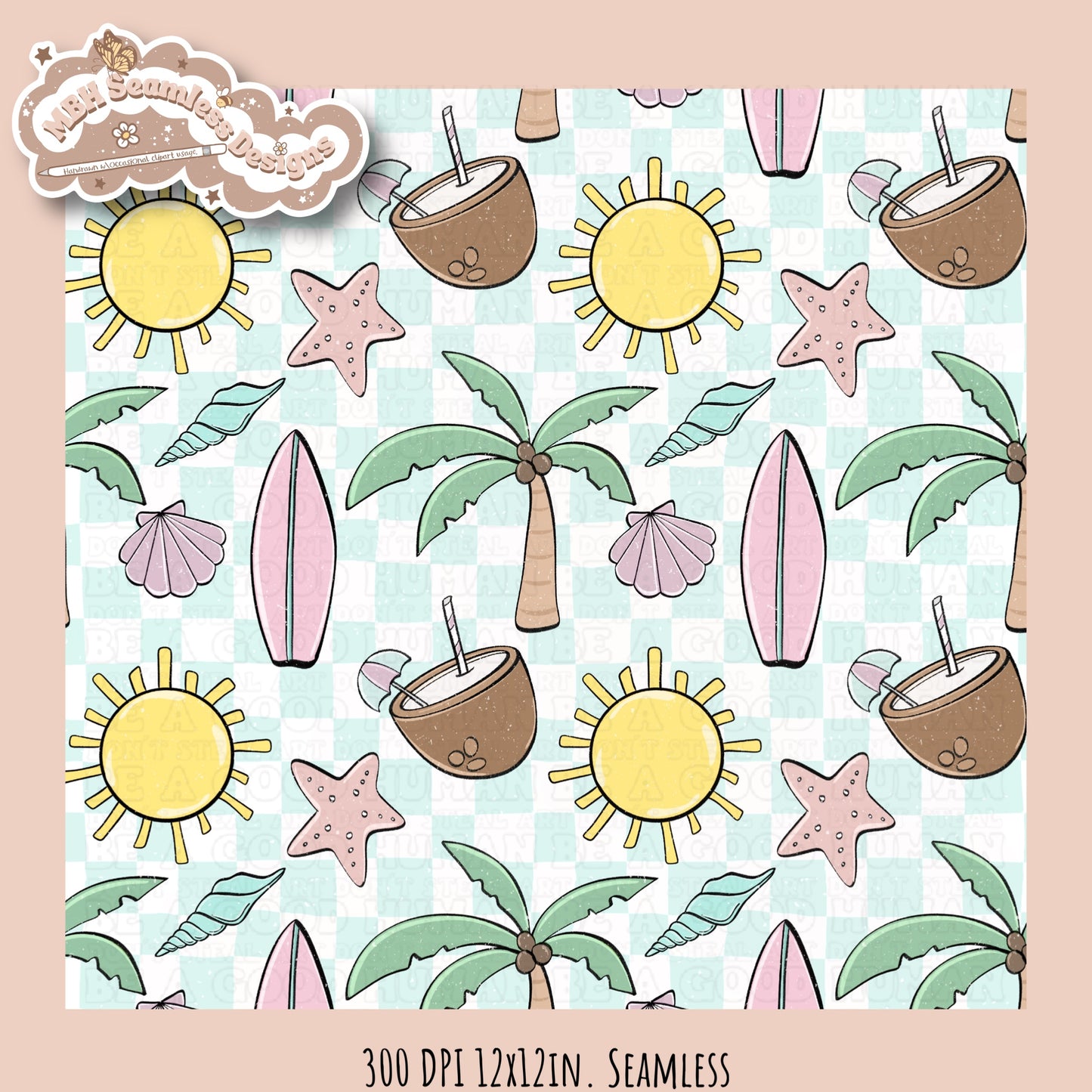 Beach Vibes Seamless Pattern • Multiple Colorways