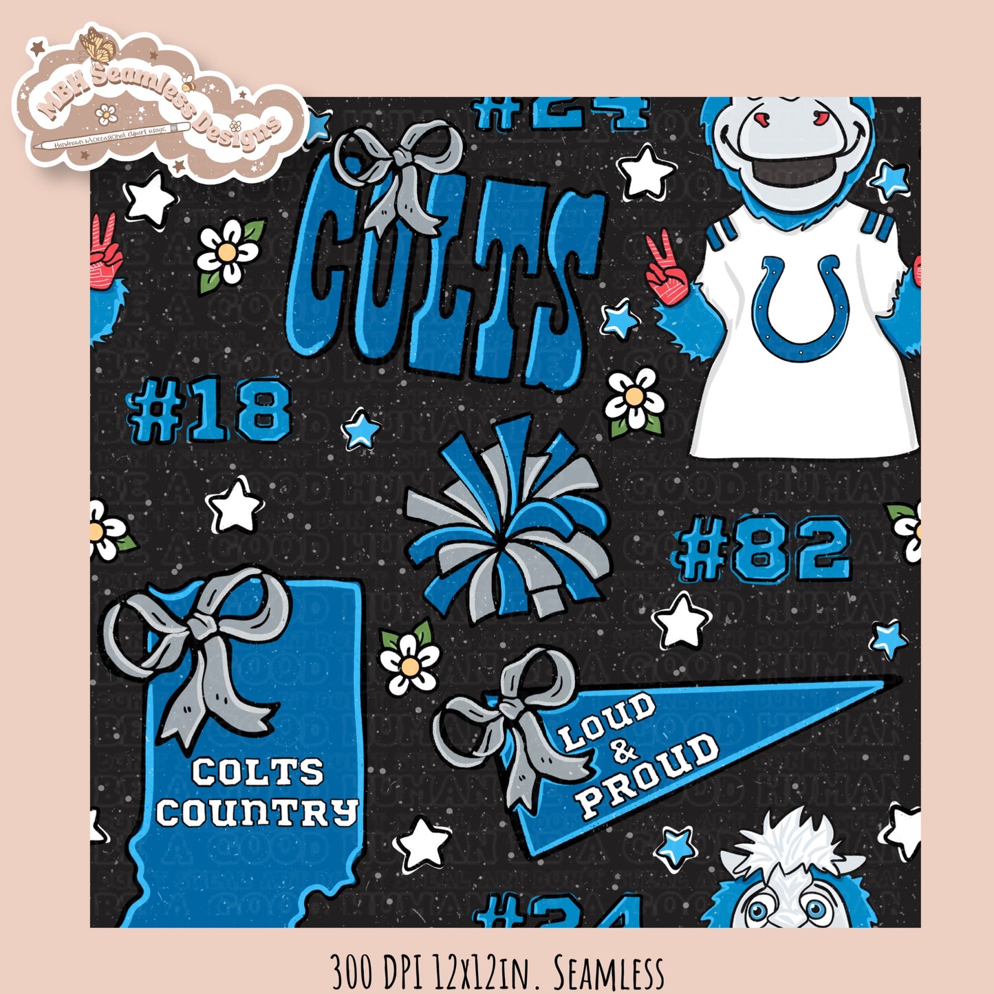 Colts x Daisies Football Seamless Pattern // Assorted Colorways