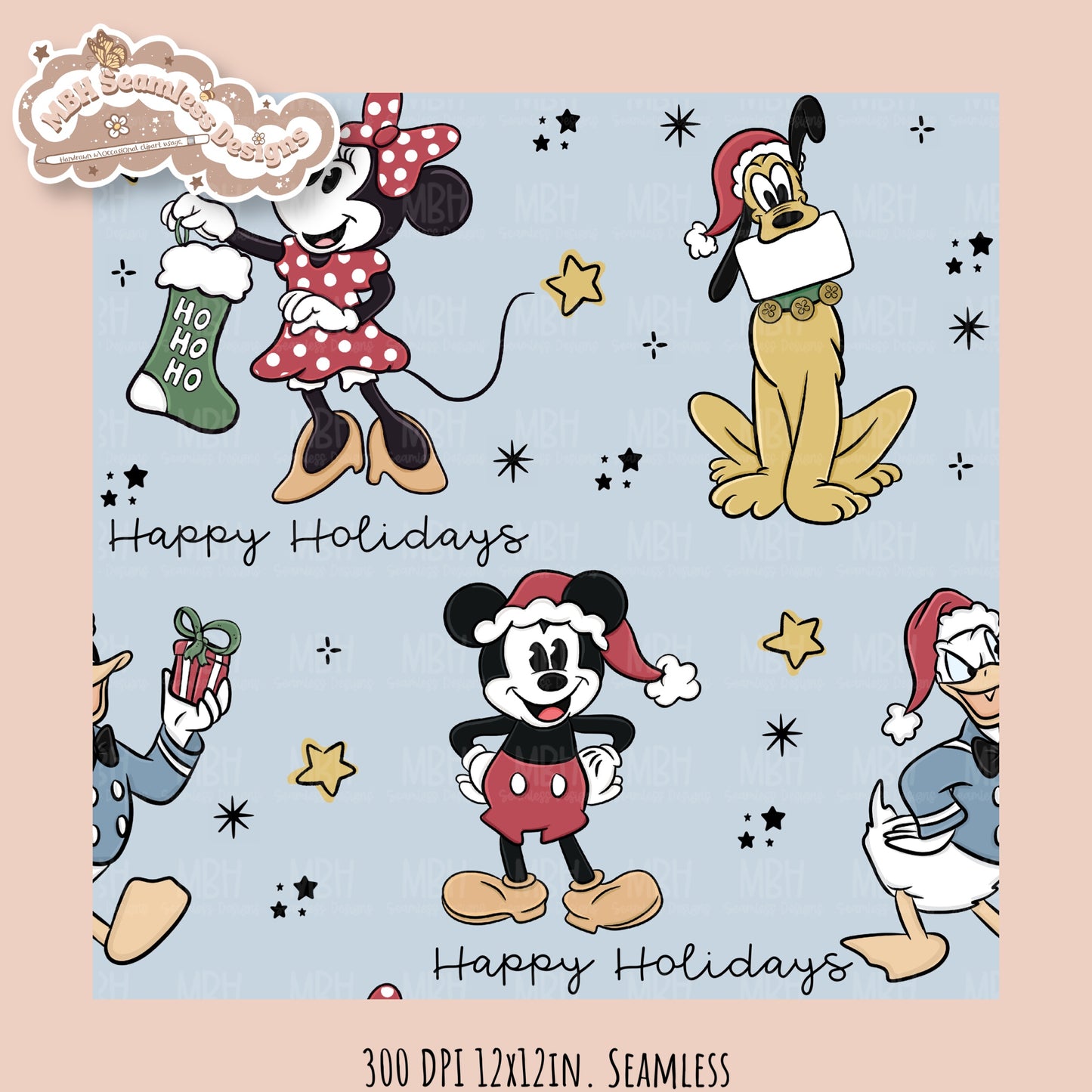 Christmas Mouse & Friends  Seamless Pattern // PNG //MULTIPLE COLORWAYS