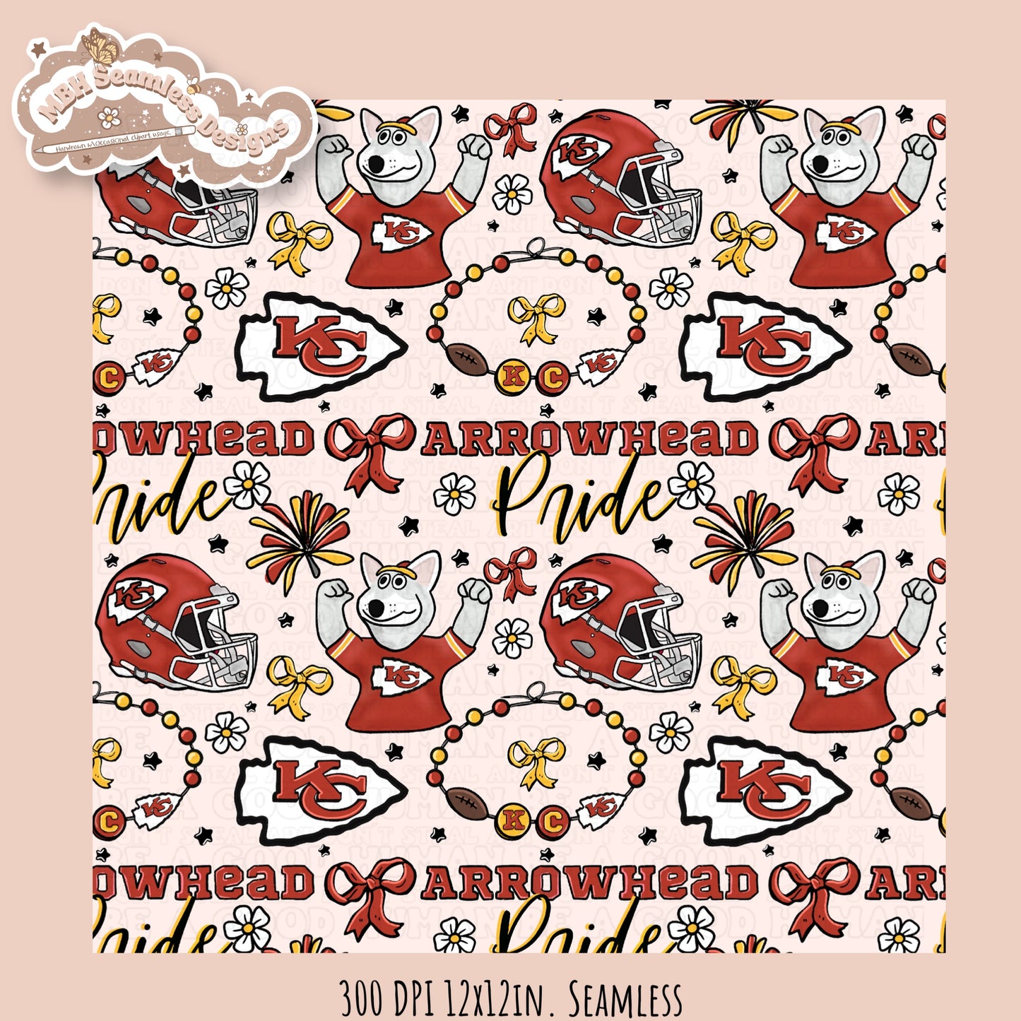 Chiefs x Daisies Football Seamless Pattern // Assorted Colorways