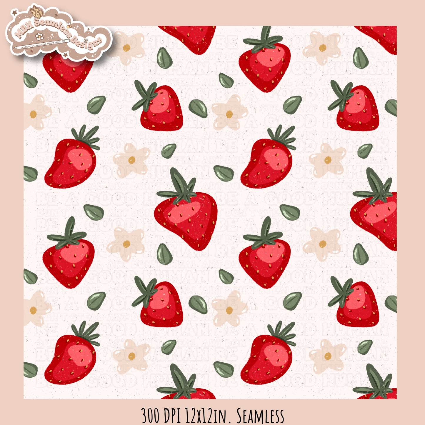 Strawberry Floral Seamless Pattern MULTIPLE COLORWAYS
