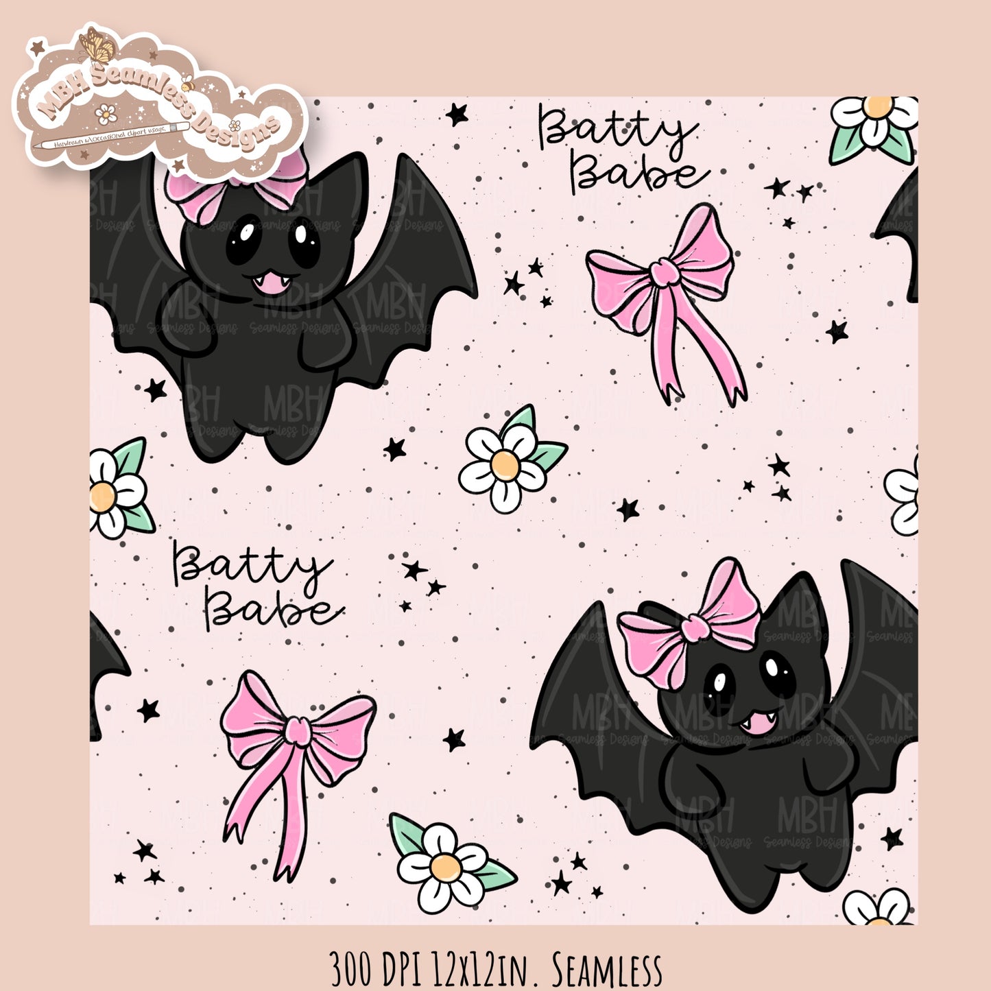 Coquette Bats • Hextober 25 // Seamless Pattern // Multiple Colorway Options