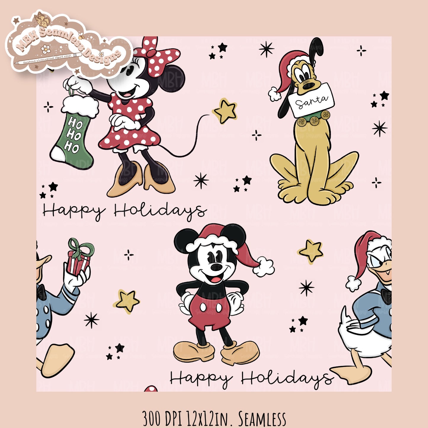 Christmas Mouse & Friends  Seamless Pattern // PNG //MULTIPLE COLORWAYS